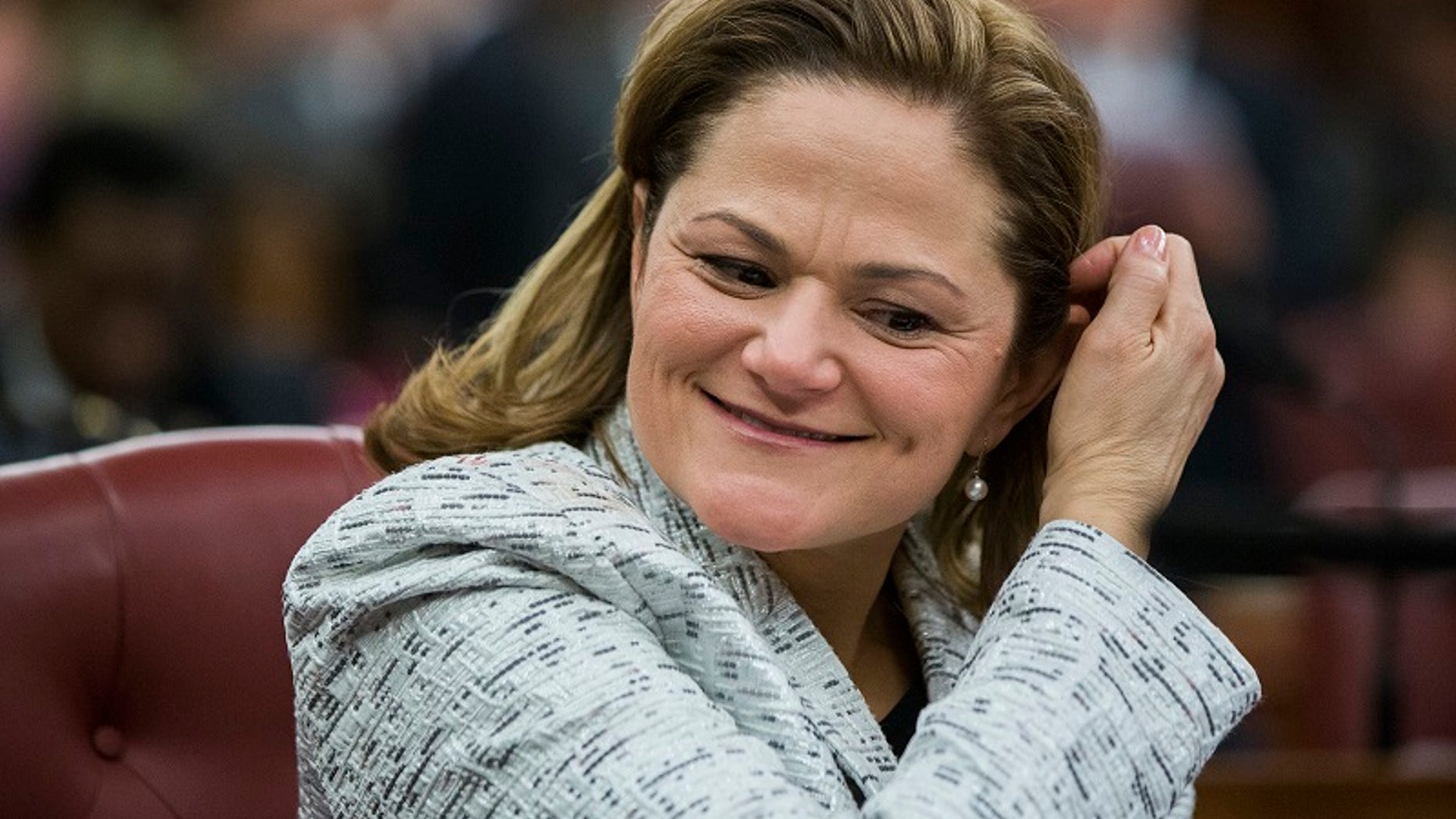 FILE -- New York City councilwoman Melissa Mark-Viverito smiles after being elected speaker of the city council inside of City Hall in the Manhattan borough of New York January 8, 2014.