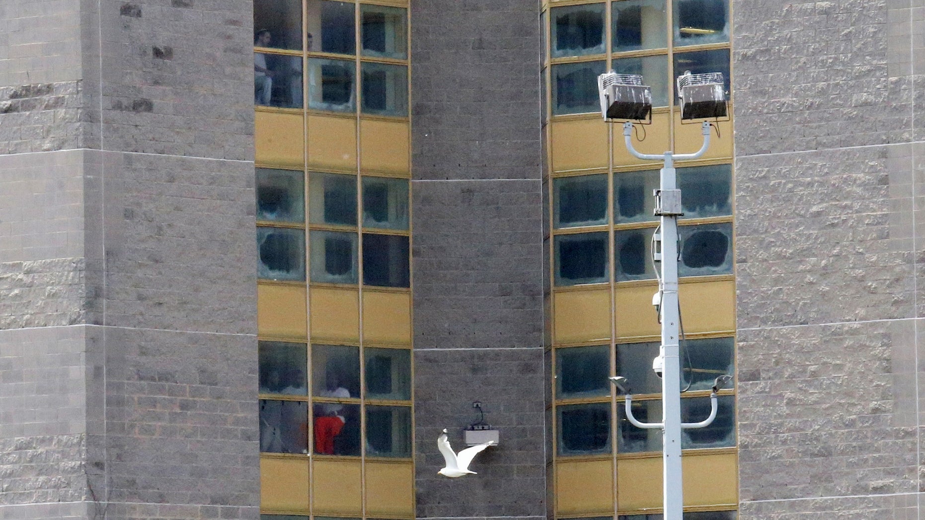 Inmates are seen at the Hudson County Correctional Center in Kearny, New Jersey.