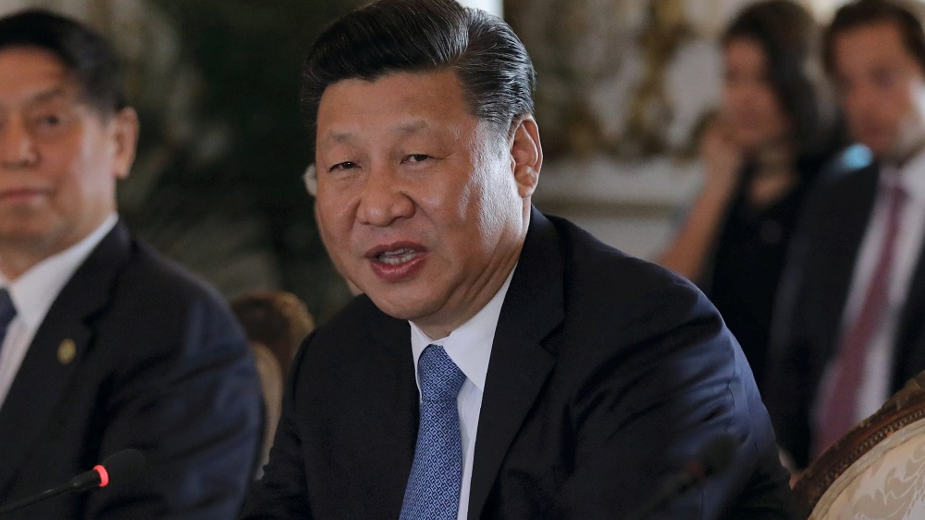 China's President Xi Jinping speaks during a bilateral meeting with U.S. President Donald Trump at Trump's Mar-a-Lago estate in Palm Beach, Florida, U.S., April 7, 2017.