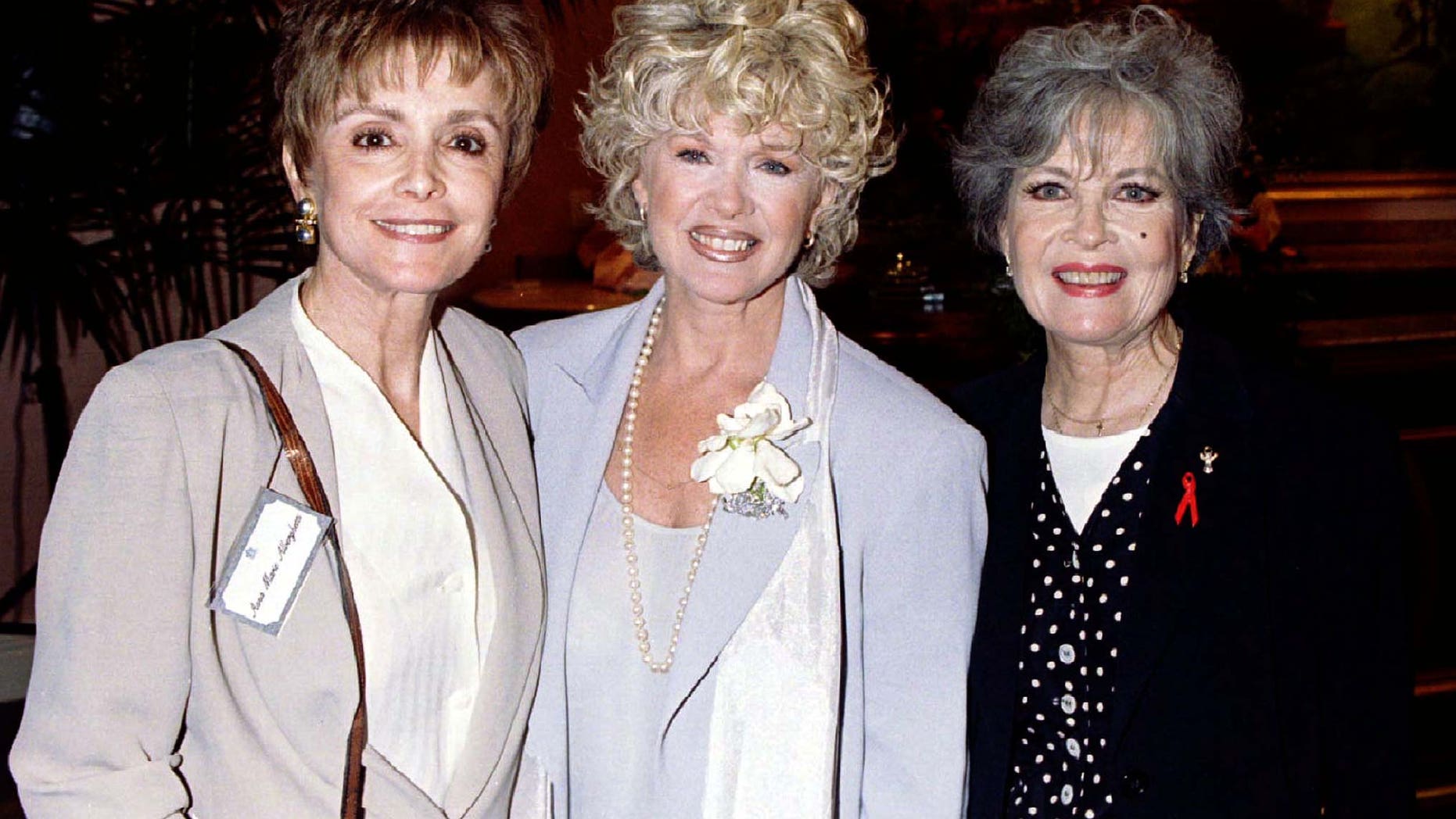 Musical film stars Anna Maria Alberghetti (L), Connie Stevens and Gloria DeHaven (R) pose for photographers prior to a luncheon June 12 sponsored by American Movie Classics honoring Ladies of the Musical and highlighting the need for film preservation at the Beverly Hills Hotel.
