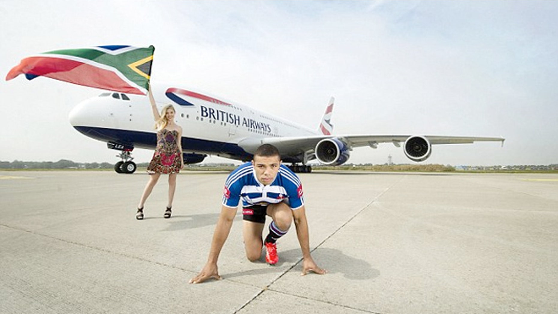 South African rugby player Bryan Habana is doing his best to reduce his carbon footprint by racing British Airways' new plane the A380.