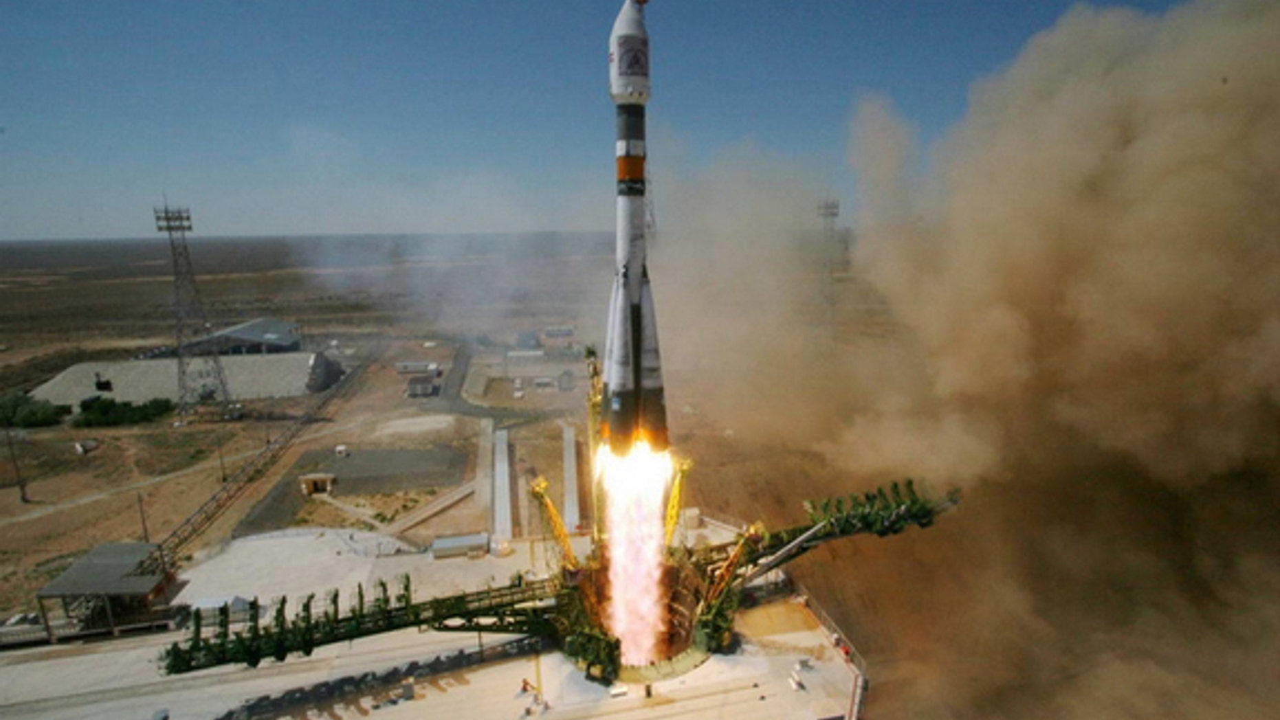 A Russian Soyuz-FG rocket launches 5 satellites from Baikonur launch site on July 22, 2012, at 10:00 Moscow time.