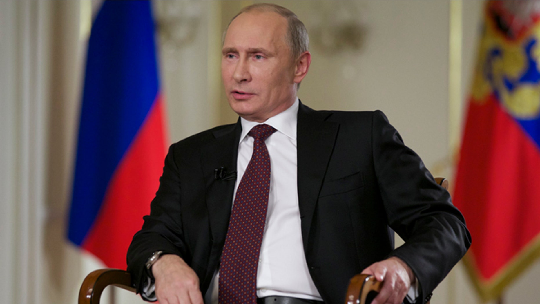 Sept. 3, 2013: Russian President Vladimir Putin speaks during an interview with John Daniszewski, the Associated Press Senior Managing Editor for International News during an AP interview at Putin's Novo-Ogaryovo residence outside Moscow. Putin sought to downplay the current chill in the U.S.-Russian relations and said that the two countries need to cooperate on a range of issues in the interests of global stability.