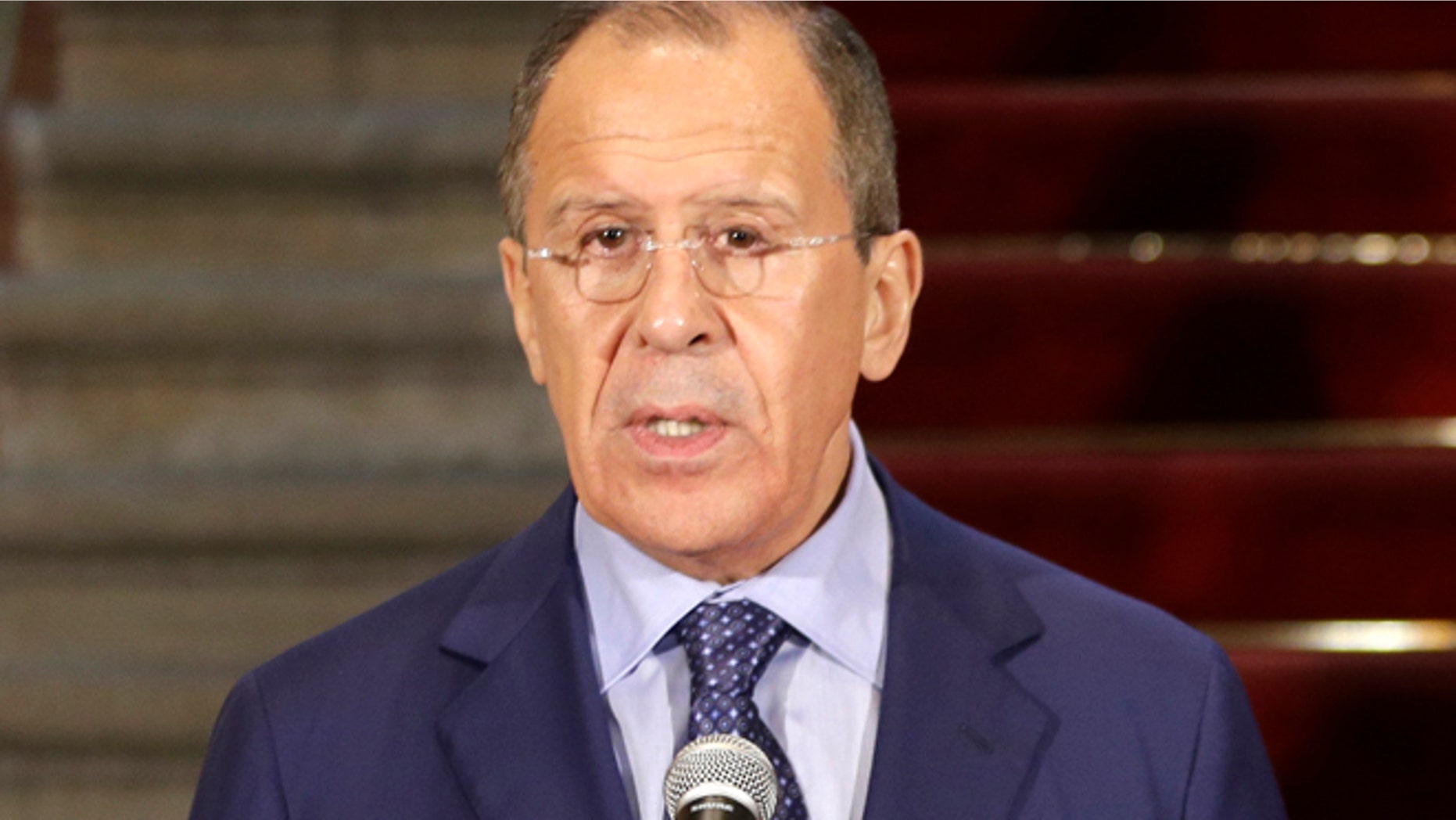 April 30, 2014: Russia's Foreign Minister Sergey Lavrov, speaks during a conference at the Foreign Ministry building in Lima, Peru. (AP)