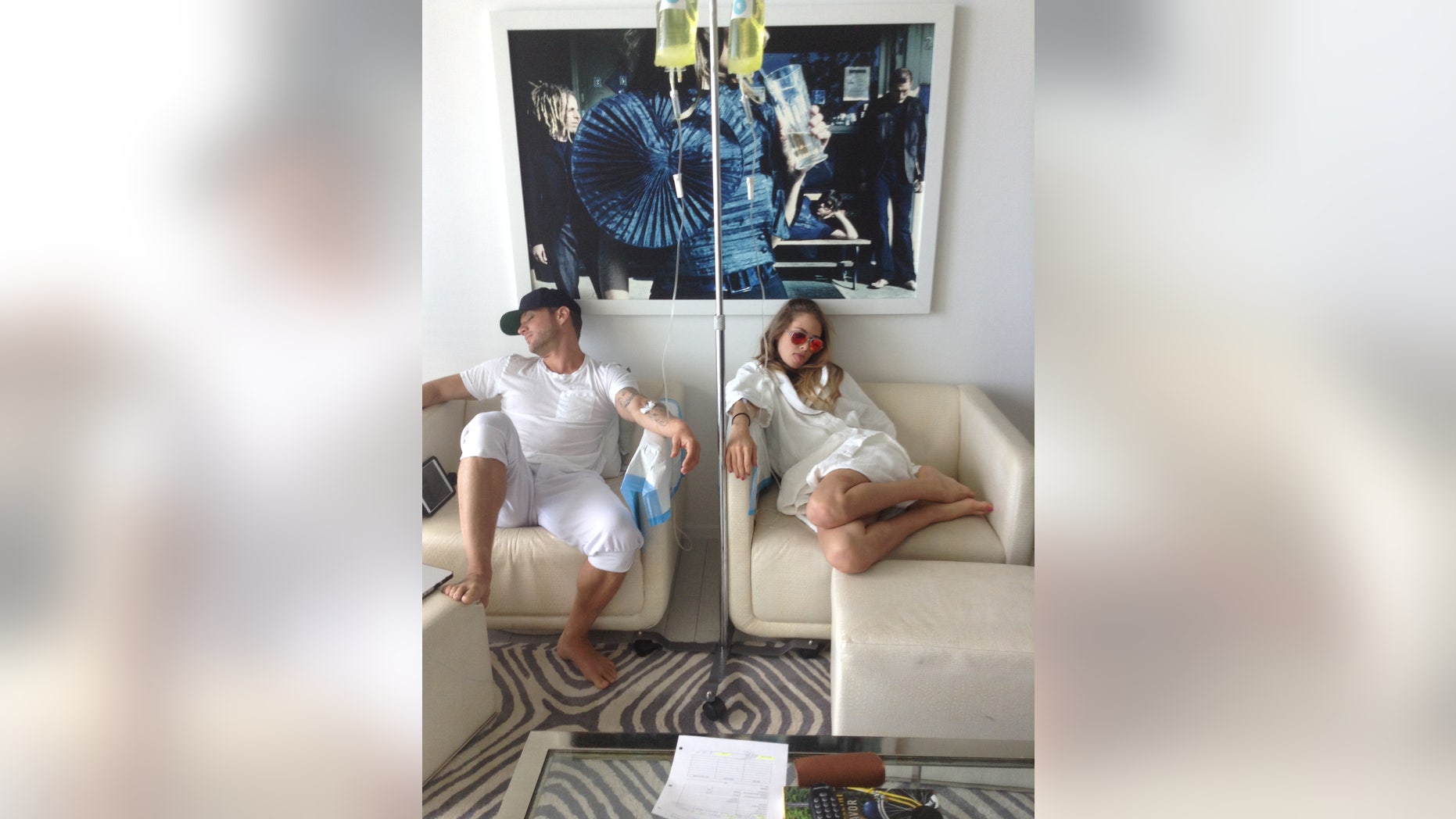 Ryan Phillippe and Paulina Slagter get IV treatments from VitaSquad, a mobile IV nutrition service.