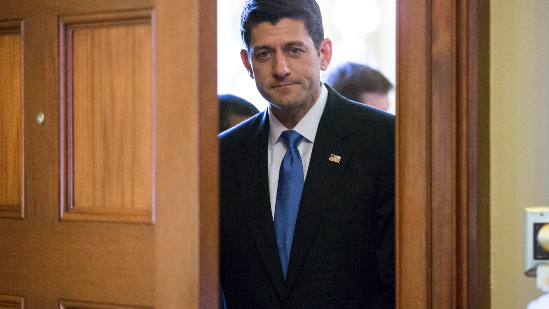 In this photo taken June 8, 2016, House Speaker Paul Ryan of Wis. arrives at his office on Capitol Hill in Washington to prepare for meeting with India's Prime Minister Narendra Modi. Ryan will speak Thursday, June 9, 2016, at the Council on Foreign Relations in Washington to unveil the national security plank of the Republican agenda and discuss recommendations from their Congressional National Security Task Force. (AP Photo/J. Scott Applewhite)