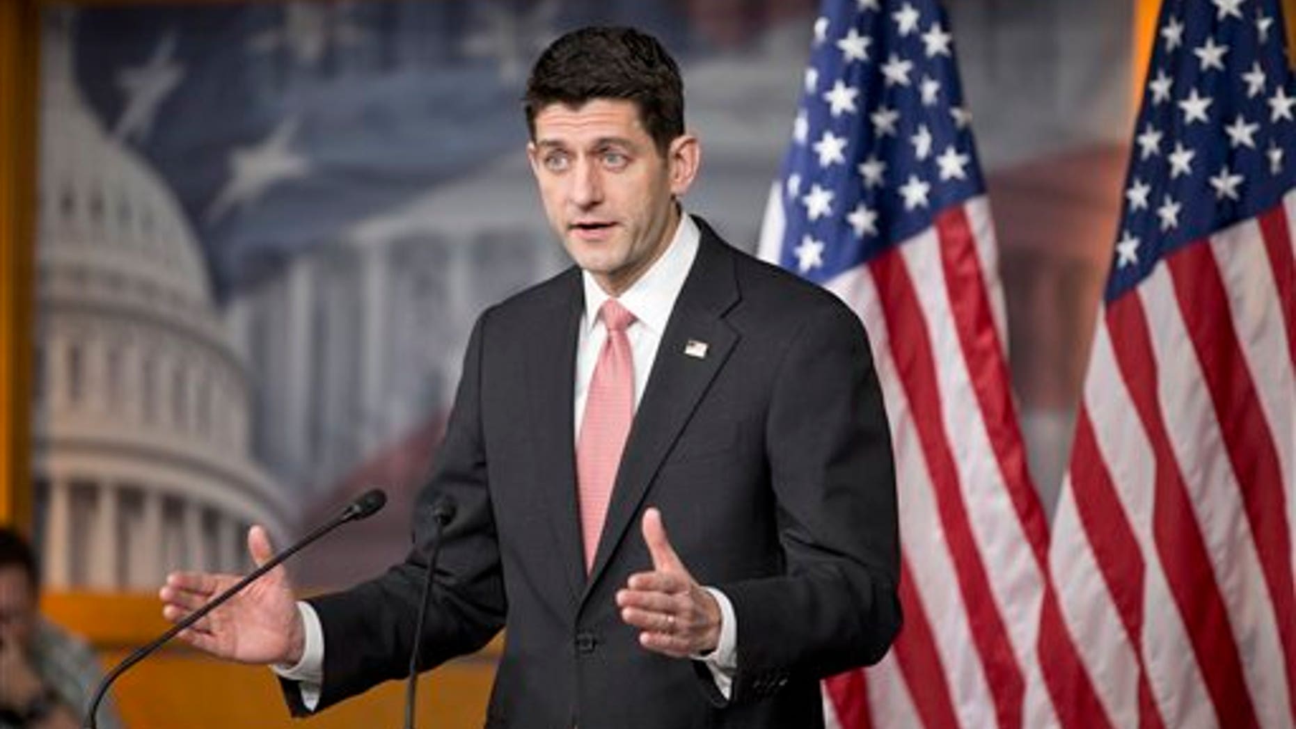House Speaker Paul Ryan of Wis. speaks during his weekly news conference on Capitol Hill in Washington, Thursday, Feb. 11, 2016. (AP Photo/Alex Brandon)