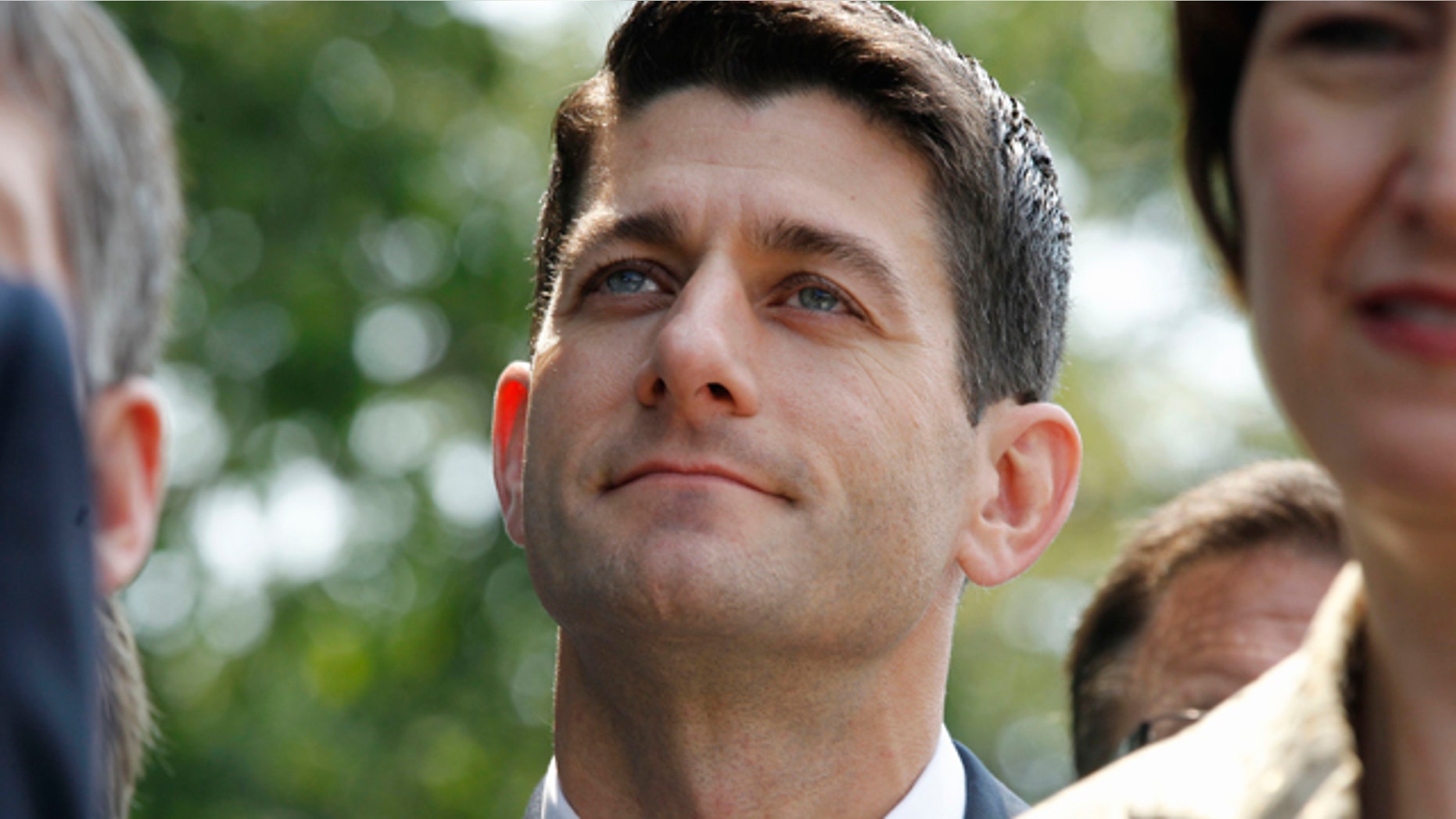 June 1: House Budget Committee chairman Rep. Paul Ryan, R-Wis. listens outside the White House in Washington.