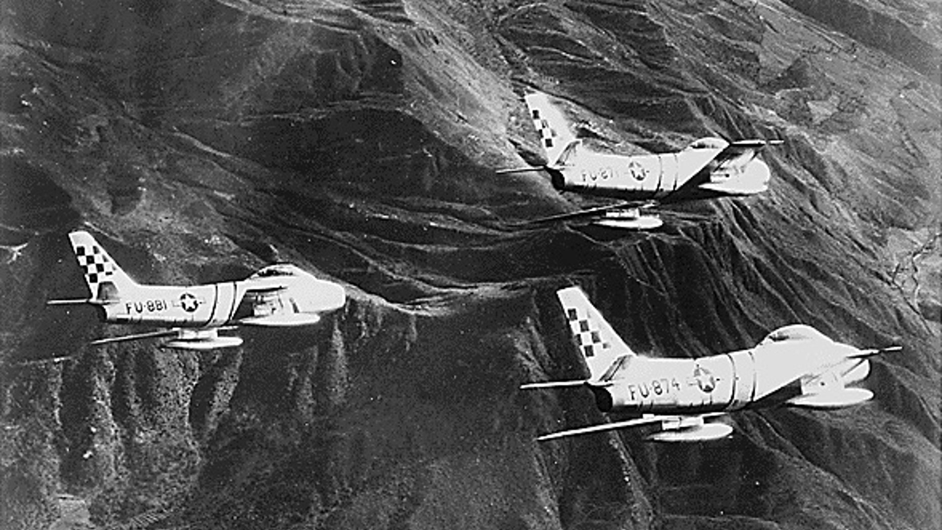 US Air Force F-86 Sabre jets in 1952.