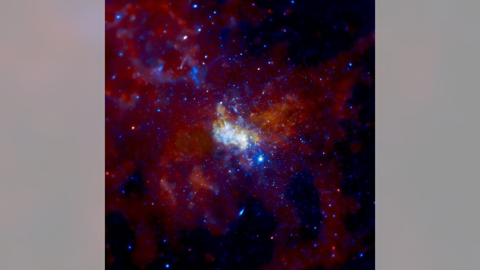 This image of the supermassive black hole at the center of the galaxy and the region surrounding it was taken by NASA's Chandra X-ray Observatory.