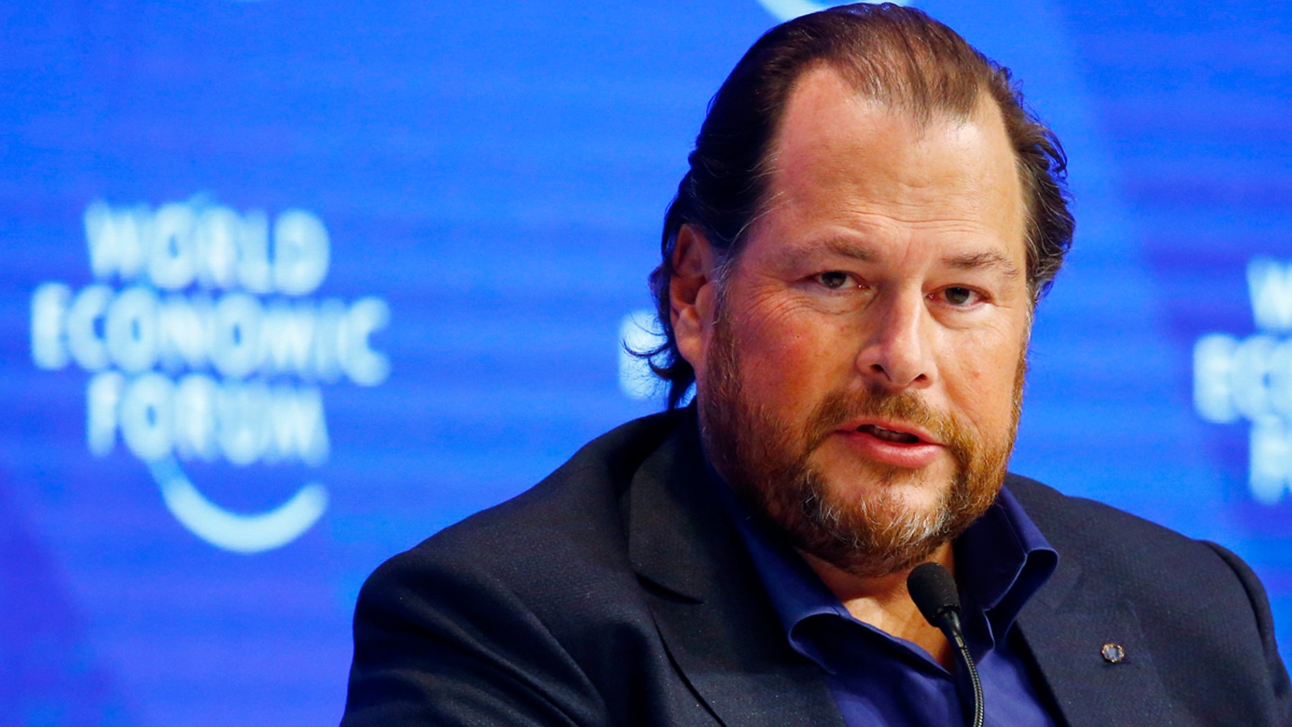 Marc Benioff, Chairman and CEO of Salesforce attends the annual meeting of the World Economic Forum (WEF) in Davos, Switzerland, January 17, 2017. REUTERS/Ruben Sprich - LR1ED1H1DWS0L