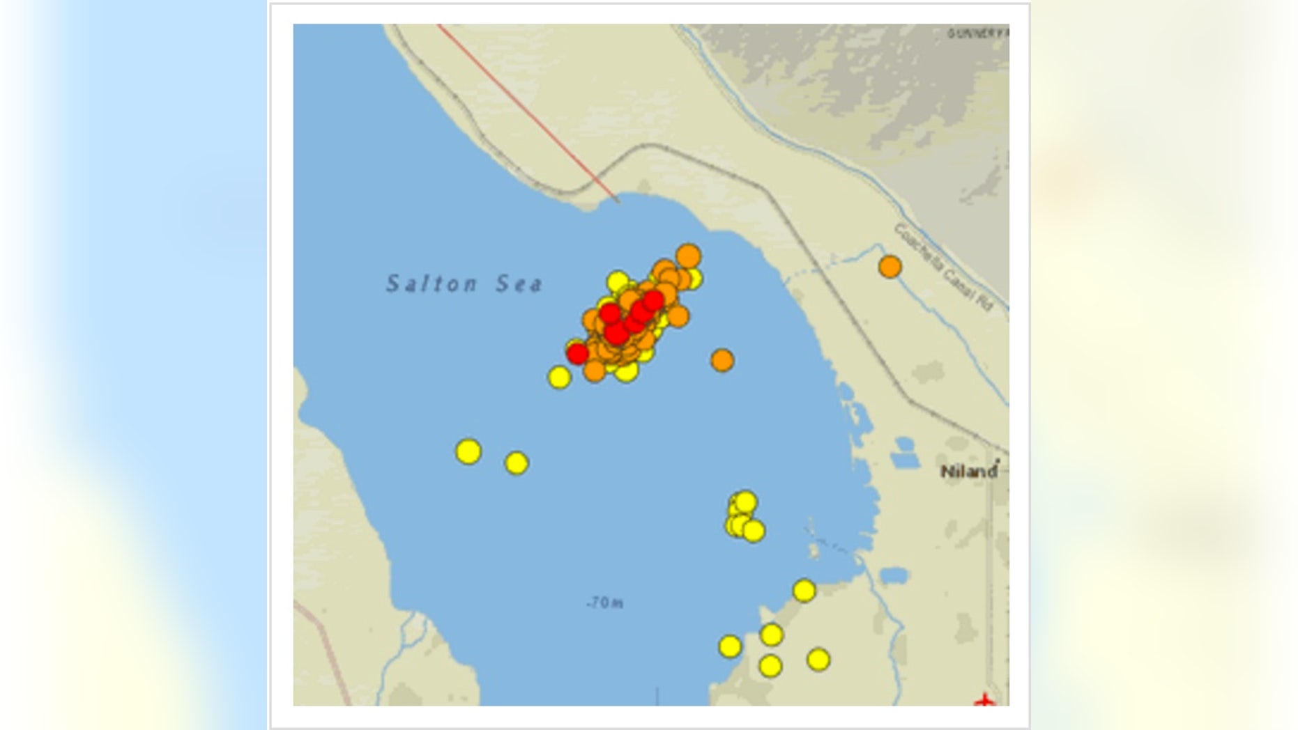 Earthquakes in the Brawley seismic zone as of the evening of Sept. 27, 2016.