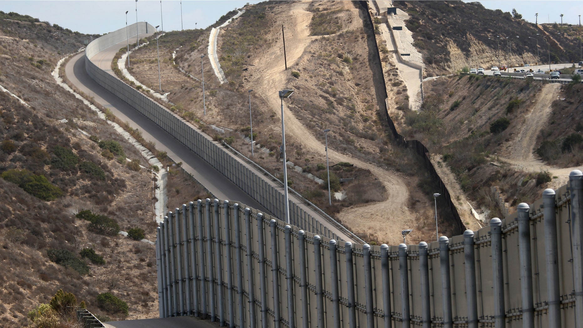 U.S.-Mexico border fence near San Diego, California.