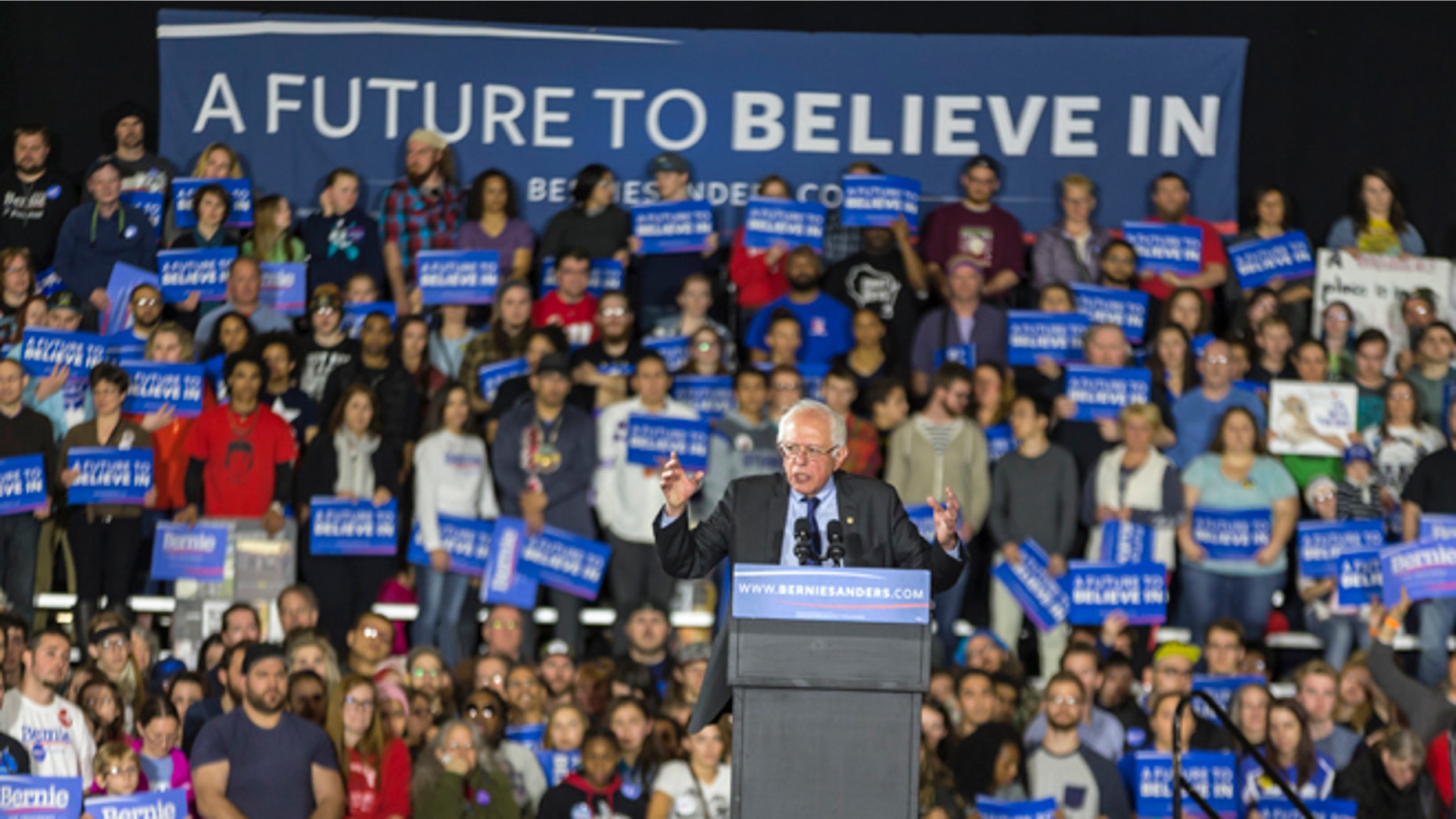 Democratic presidential candidate Sen. Bernie Sanders speaks at a campaign stop Saturday, March 26, 2016, in Madison, Wis. (AP Photo/Andy Manis)