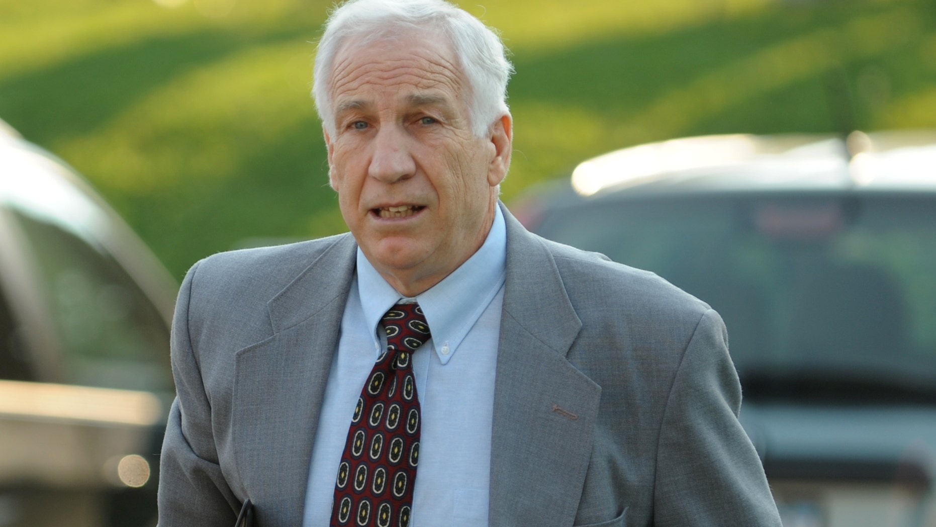 June 21: Jerry Sandusky arrives for closing arguments of his sexual abuse trial, at the Centre County Courthouse, in Bellefonte, Pa.