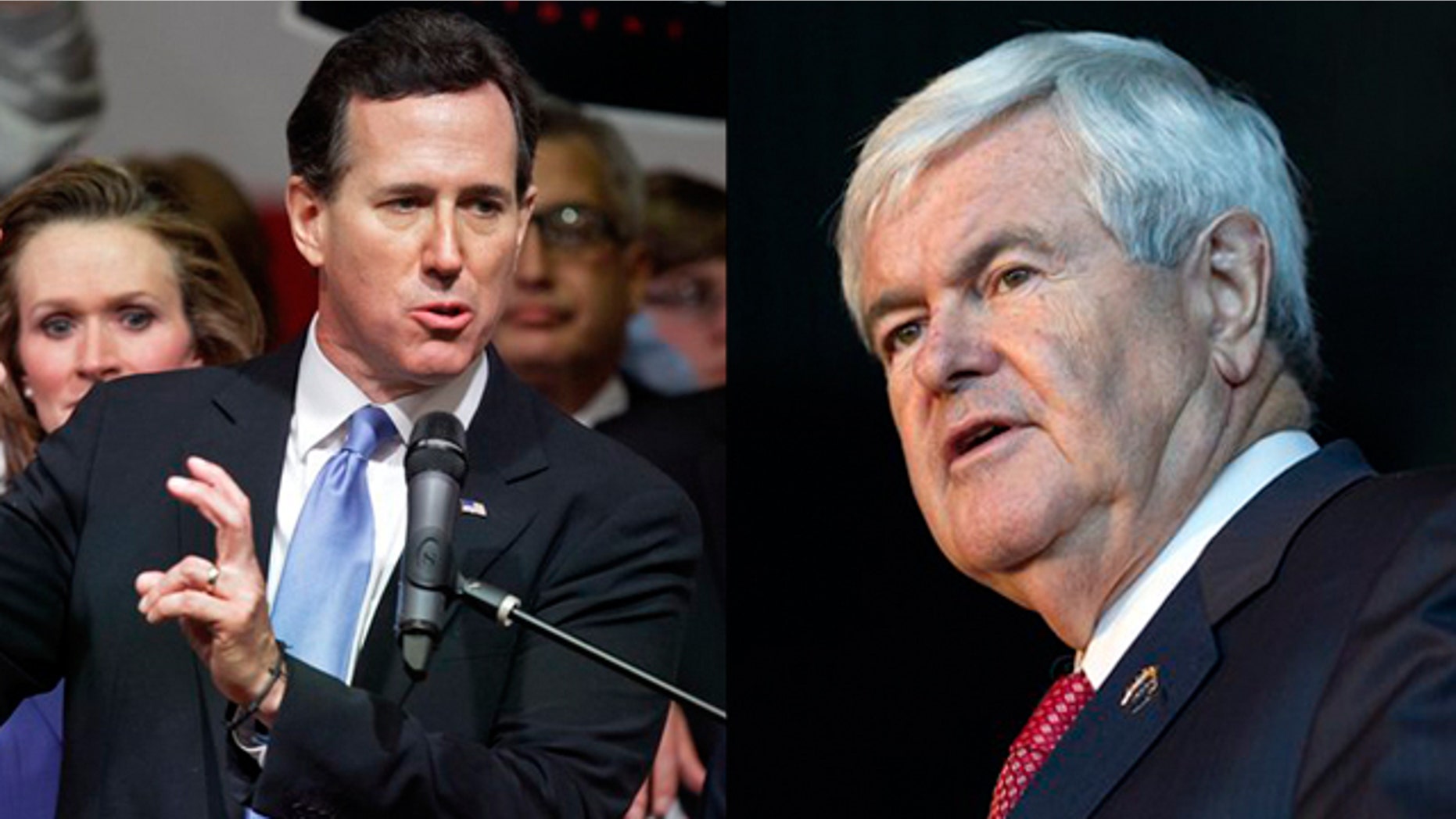 March 6: Rick Santorum, left, and Newt Gingrich are shown on the campaign trail on Super Tuesday.