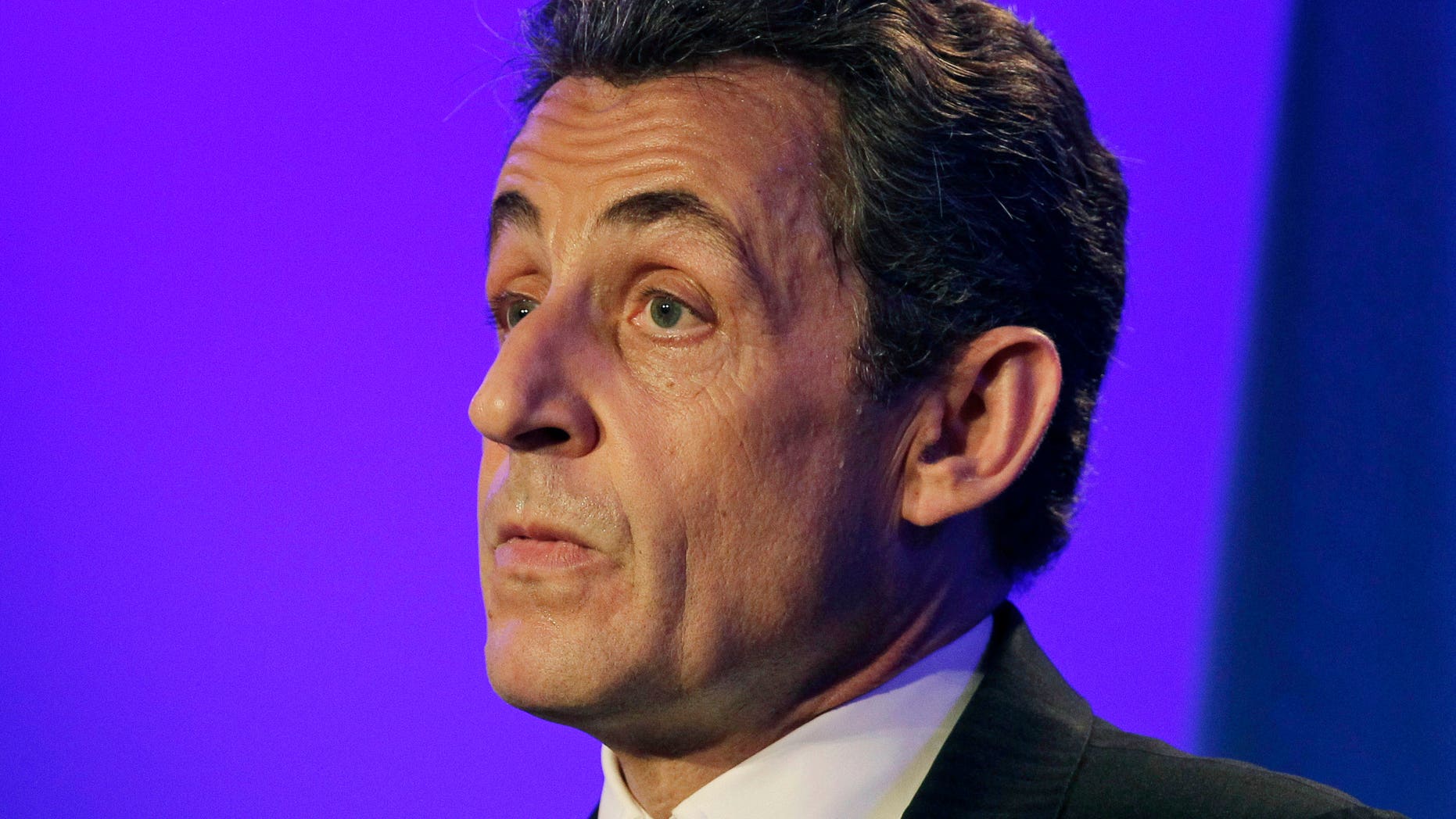 May 4, 2012: This photo shows France's then President and conservative candidate for re-election in 2012, Nicolas Sarkozy as he delivers a speech during a campaign meeting in Sables d'Ollonne, western France.