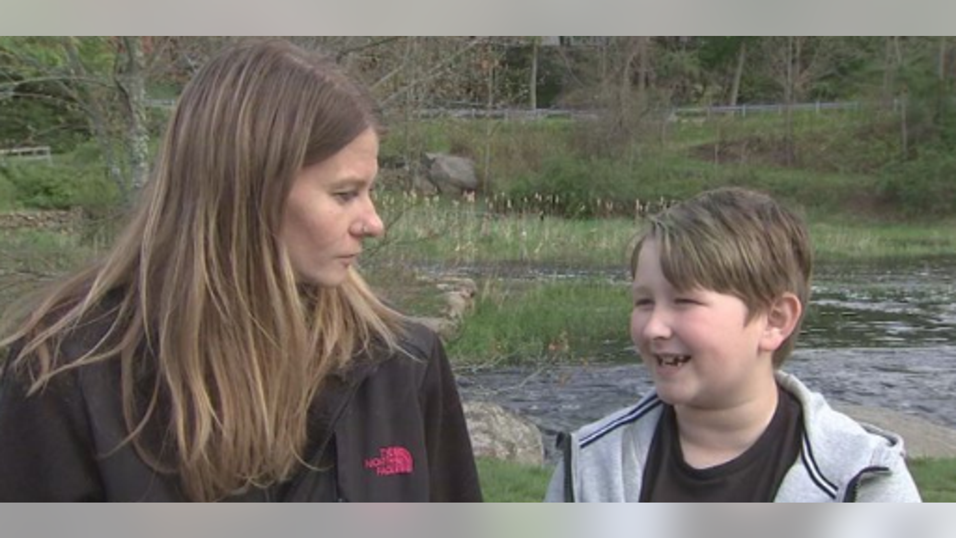 Michael O'Brien Jr., pictured right, saved his mother who was choking on a muffin.