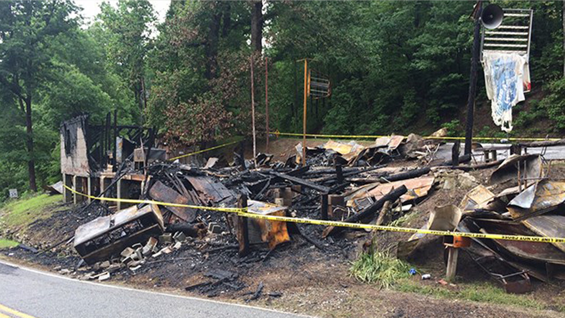 What is left of Bob's Place after it was destroyed by fire.