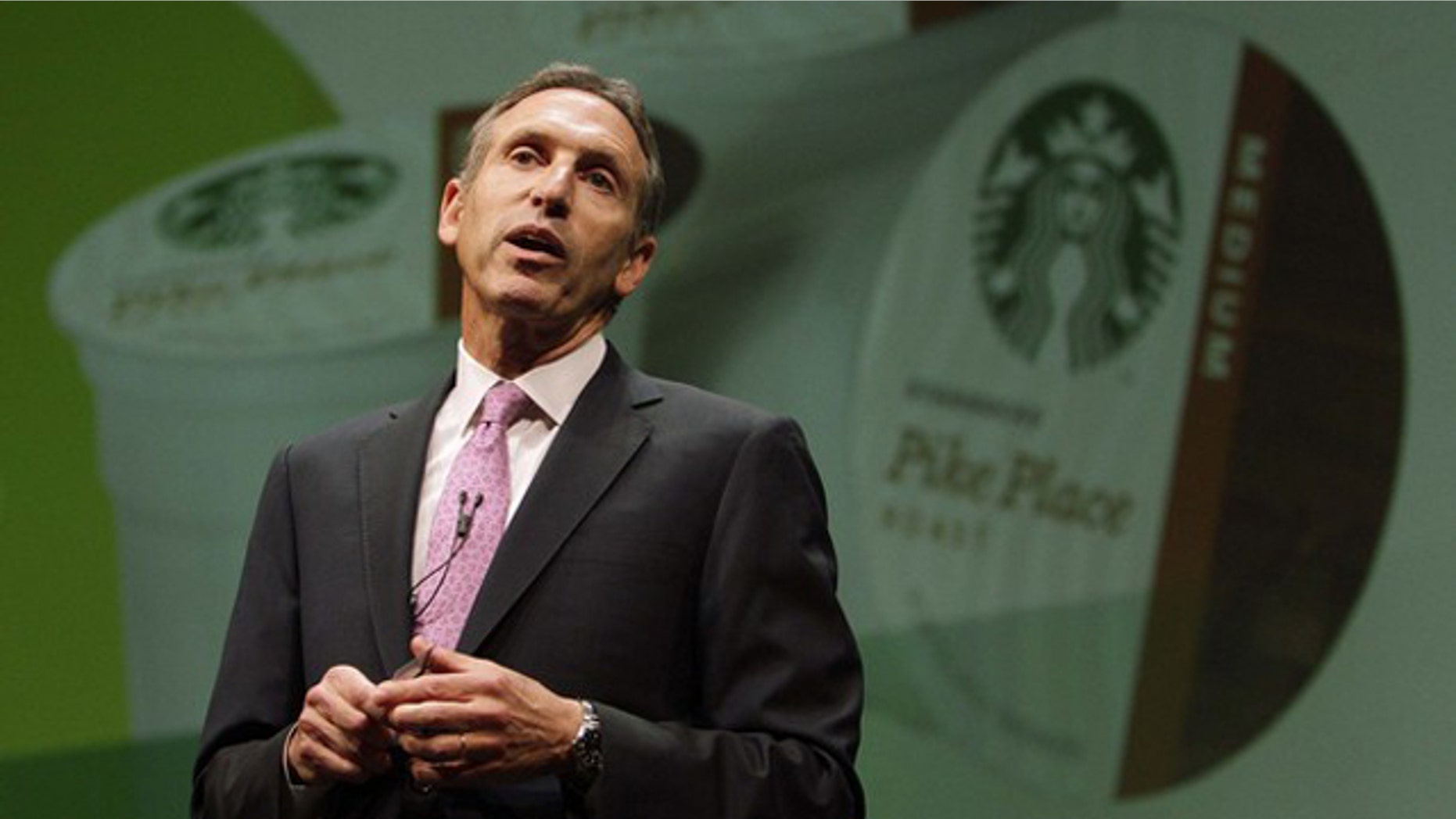 Starbucks CEO Howard Schultz speaks to shareholders at the company's annual meeting of shareholders in Seattle March 23.