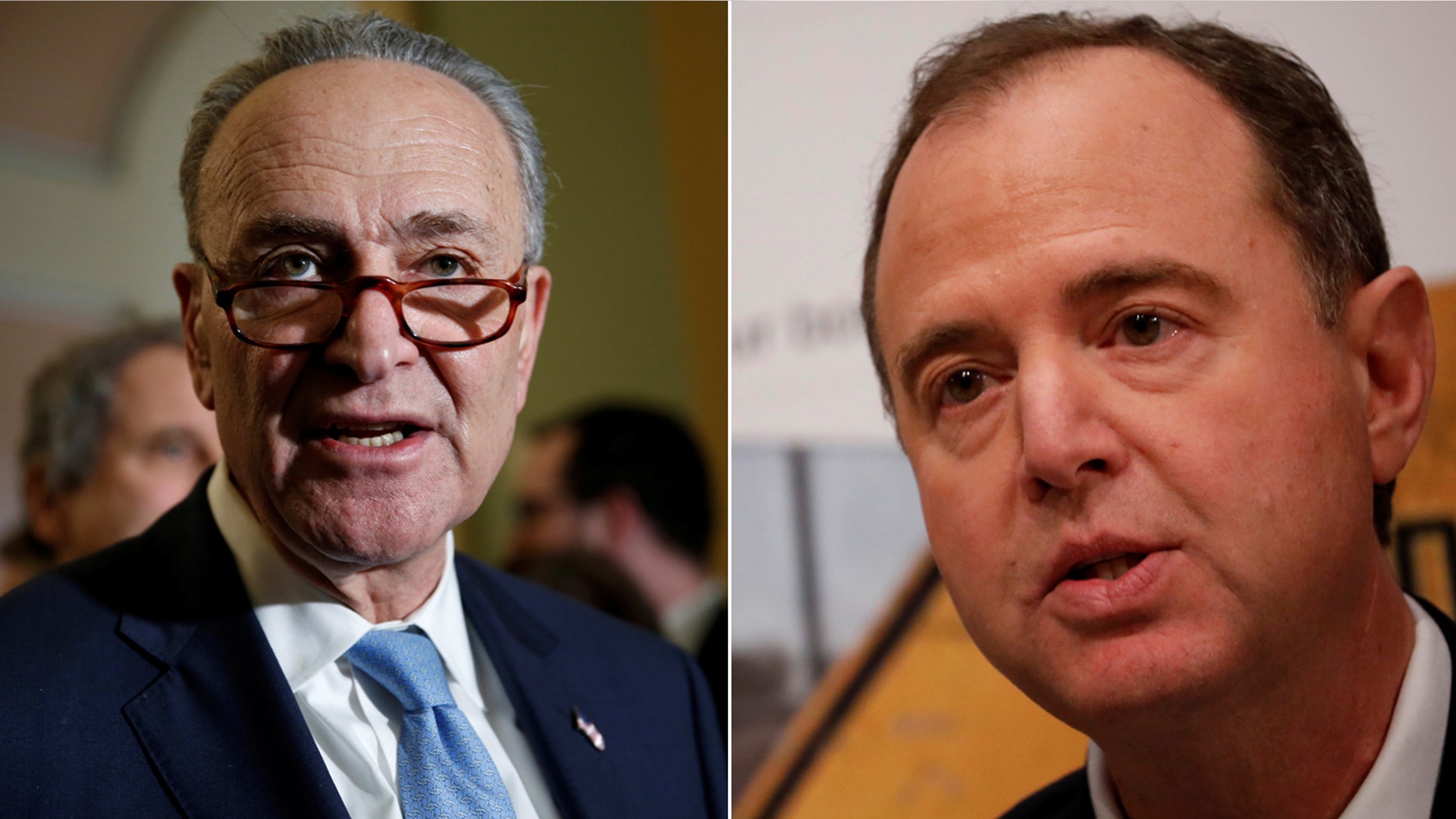 Senate Minority Leader Chuck Schumer (left) and California Rep. Adam Schiff.