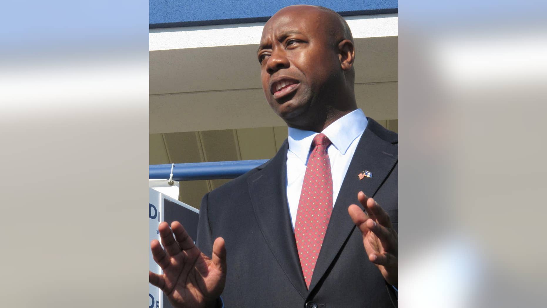In an Oct. 19, 2010 photo, Tim Scott, Republican candidate for the U.S. House in South Carolina's 1st District, speaks to a crownd during a campaign event in North Charleston, S.C. (AP Photo/Bruce Smith)