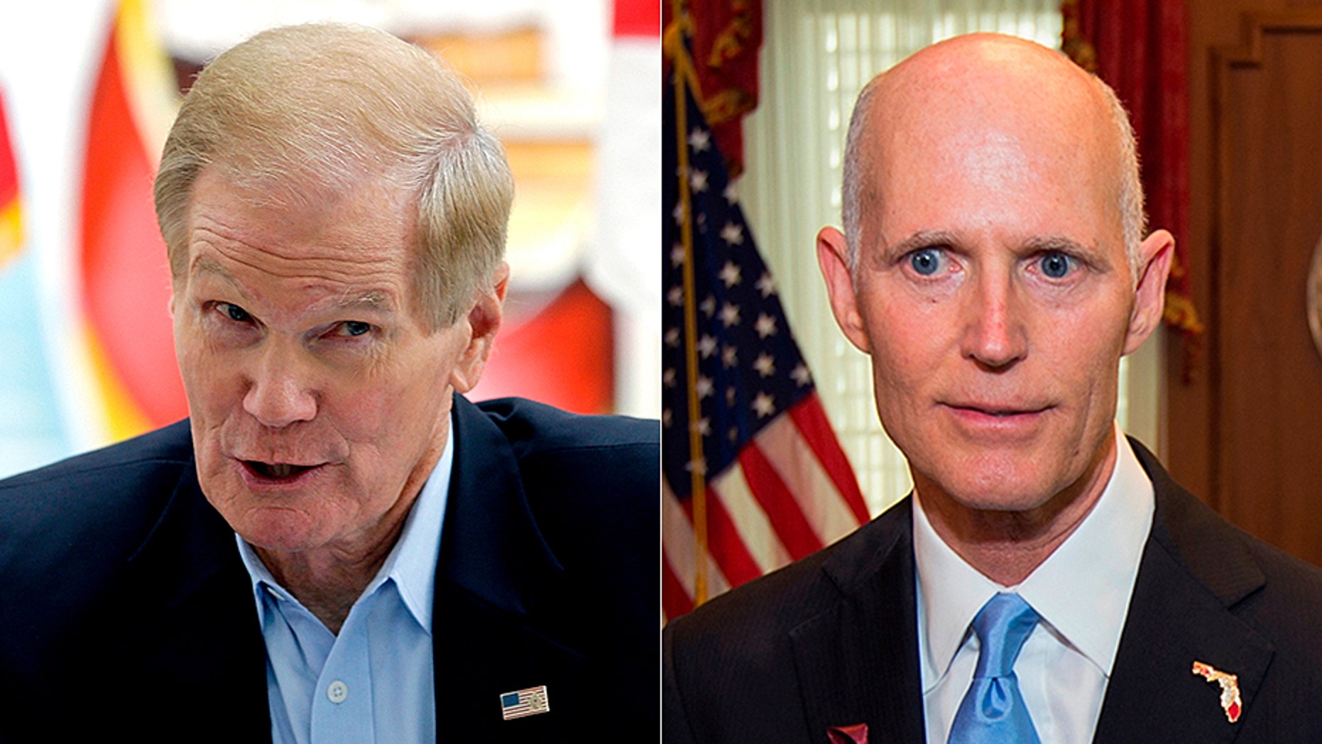 The match-up between Democrat incumbent Sen. Bill Nelson (left) and Republican Gov. Rick Scott (right) for Florida's U.S. Senate seat has been called a "clash of titans."