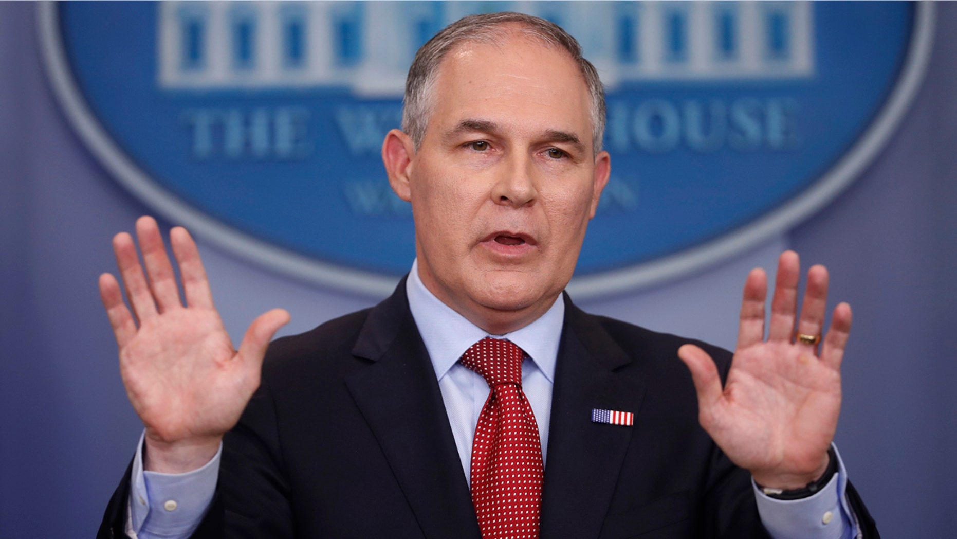 EPA Administrator Scott Pruitt speaks to the media during the daily briefing in the Brady Press Briefing Room of the White House in Washington on June 2, 2017.