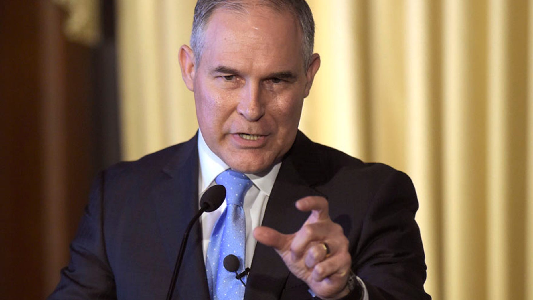 In this Feb. 21, 2017, file photo, Environmental Protection Agency (EPA) Administrator Scott Pruitt speaks to employees of the EPA in Washington.