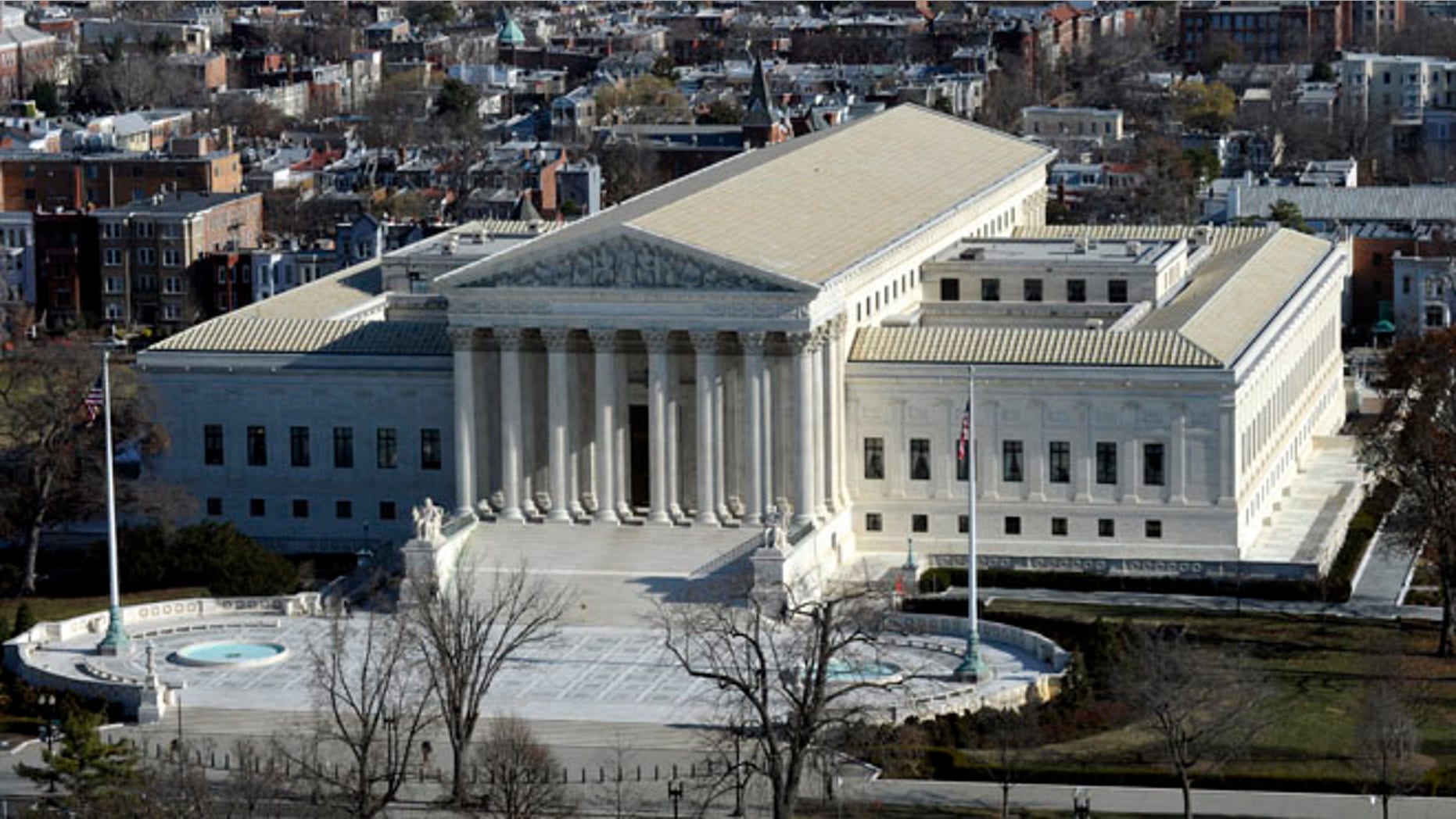 Dec. 19, 2013: A view of the Supreme Court from near the top of the Capitol Dome on Capitol Hill.