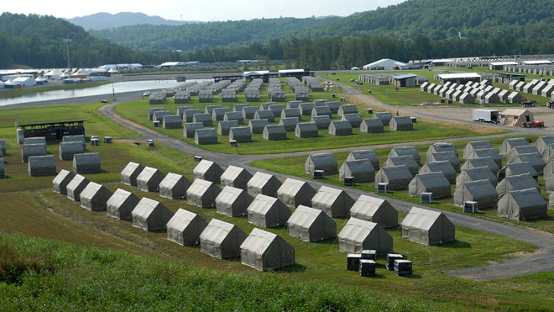 This Monday July 8, 2013 photo shows tents that will house staff members at the Summit Bechtel Family National Scout Reserve in Glen Jean, W.Va. Some 40,000 Scouts, leaders and others will descend on southern West Virginia for the first ever National Scout Jamboree at the site next week.