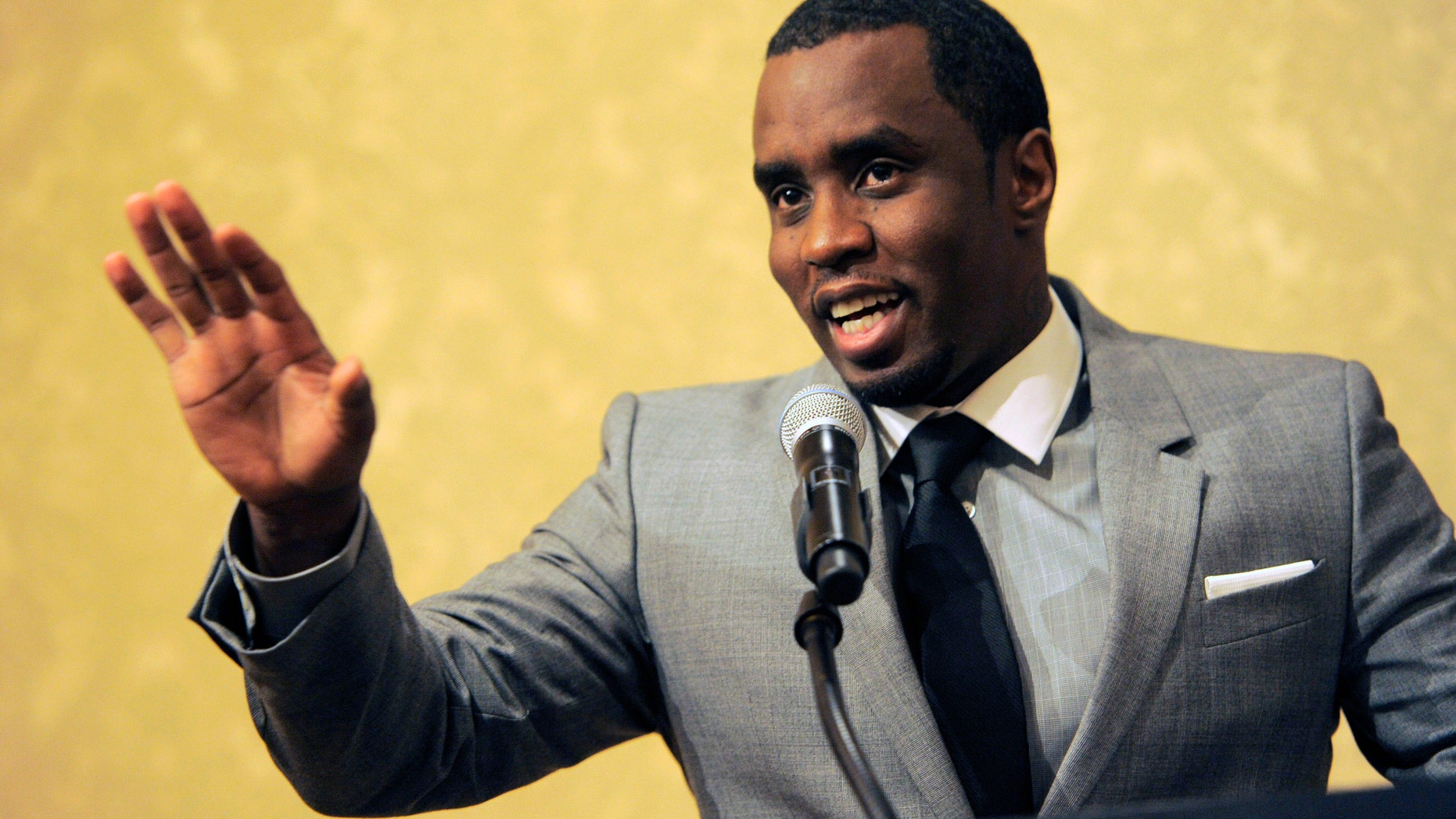 July 26, 2013. Sean "Diddy" Combs of the new network Revolt TV addresses reporters at the Beverly Hilton Hotel in Beverly Hills, Calif.