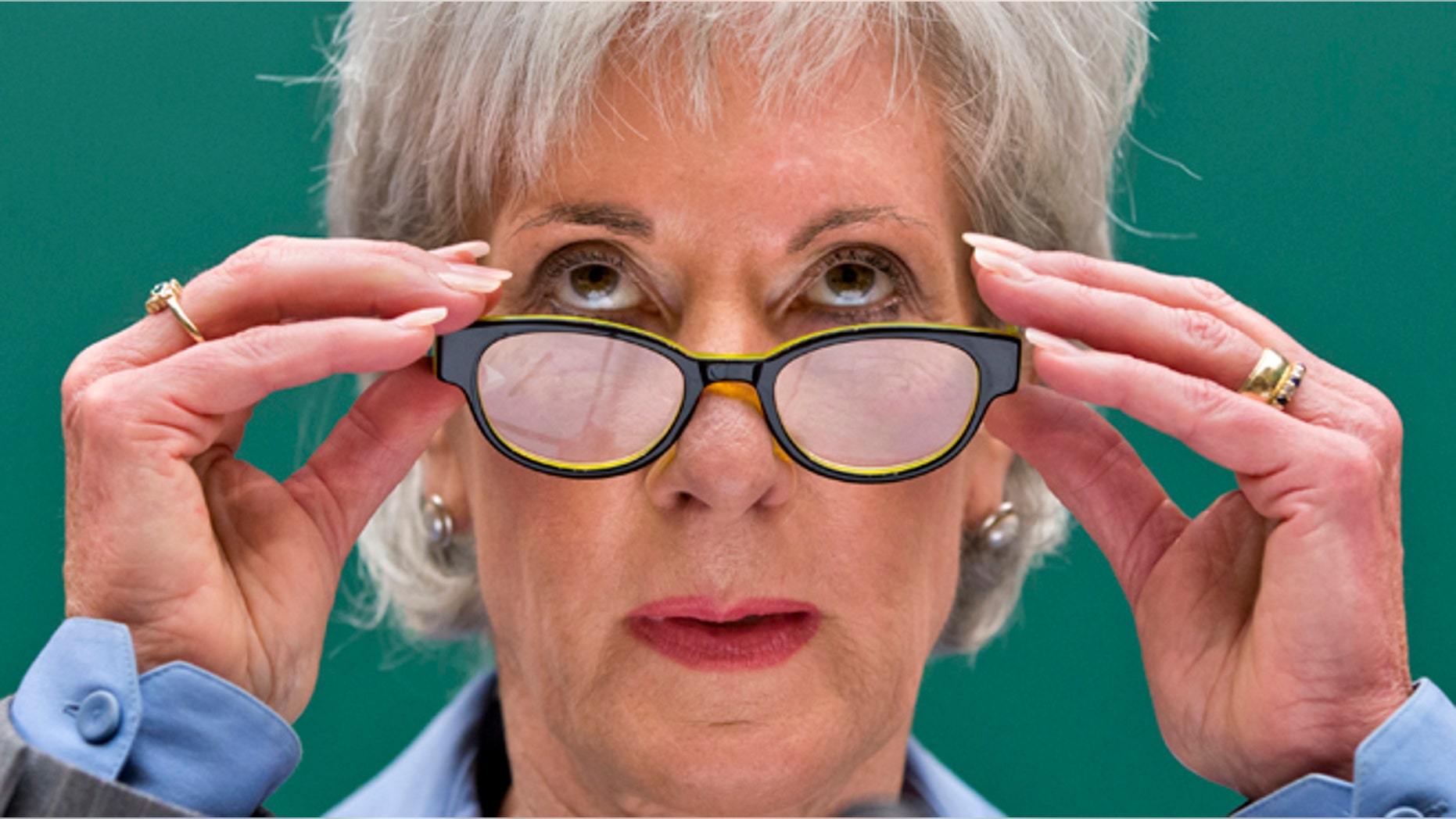 Health and Human Services Secretary Kathleen Sebelius testifies on Capitol Hill in Washington, Wednesday, Oct. 30, 2013.