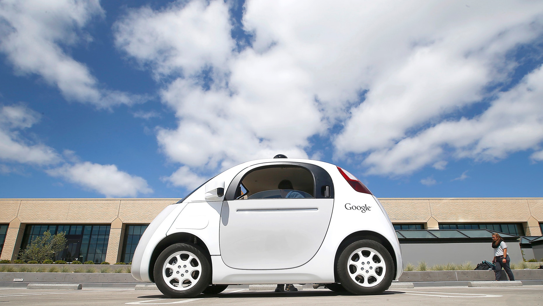 A Google car prototype at the Google campus in Mountain View, Calif.