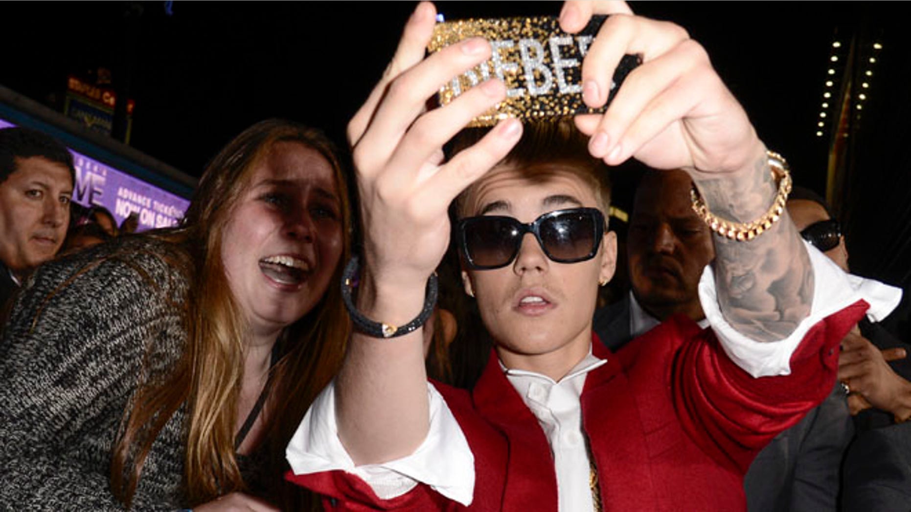 Dec. 18, 2013: Singer Justin Bieber takes a "selfie" with a fan at the premiere of the feature film "Justin Bieber's Believe" at Regal Cinemas L.A. Live in Los Angeles.