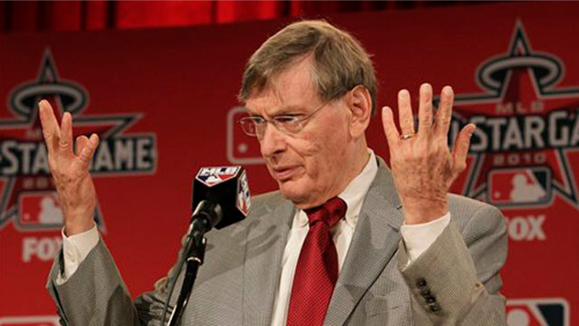 Major League Baseball Commissioner Bud Selig speaks at a press conference before All-Star festivities July 12 in Anaheim, Calif. (AP Photo)