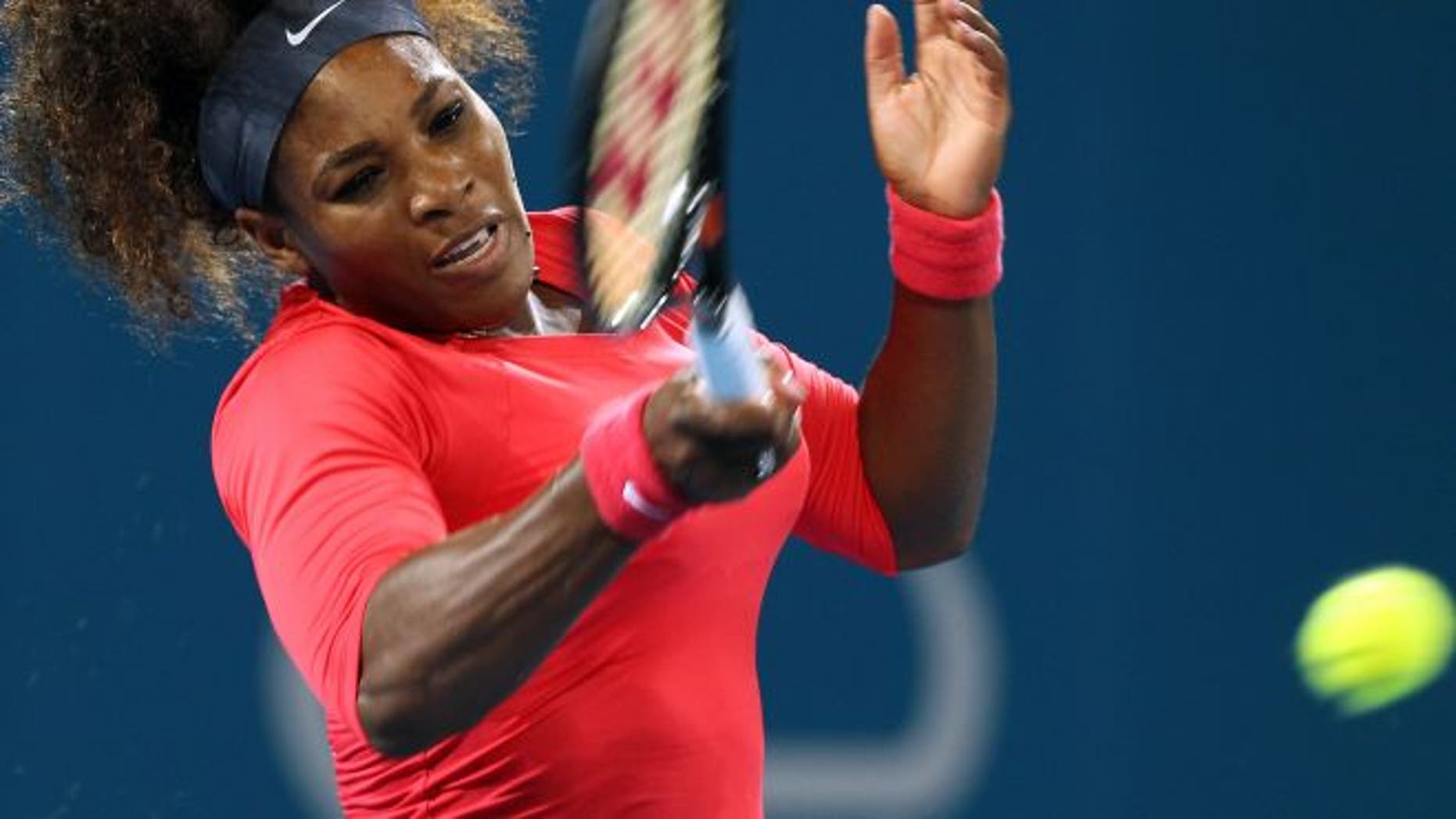 Jan. 3, 2013: Serena Williams of the United States plays a shot during her quarterfinal match against her compatriot Sloane Stephens at the Brisbane International tennis tournament held in Brisbane, Australia.