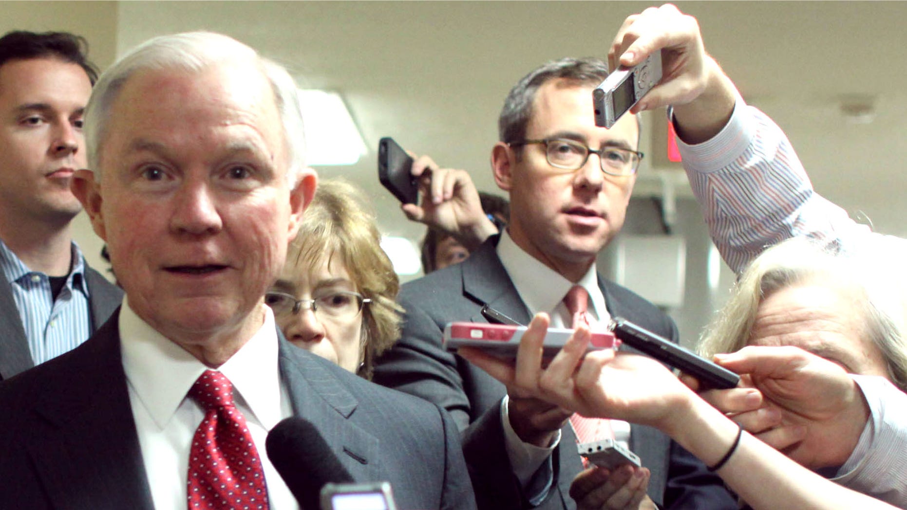 Dec. 12, 2014: Sen. Jeff Sessions, R-Ala., talks to reporters on Capitol Hill as the Senate considers a spending bill.