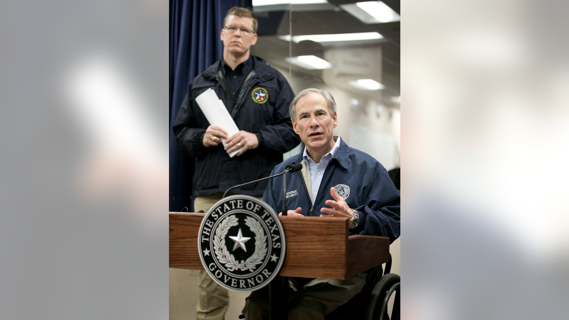 Dec. 27, 2015: Gov. Greg Abbott talks about the severe weather in Texas at the DPS State Operations Center in Austin