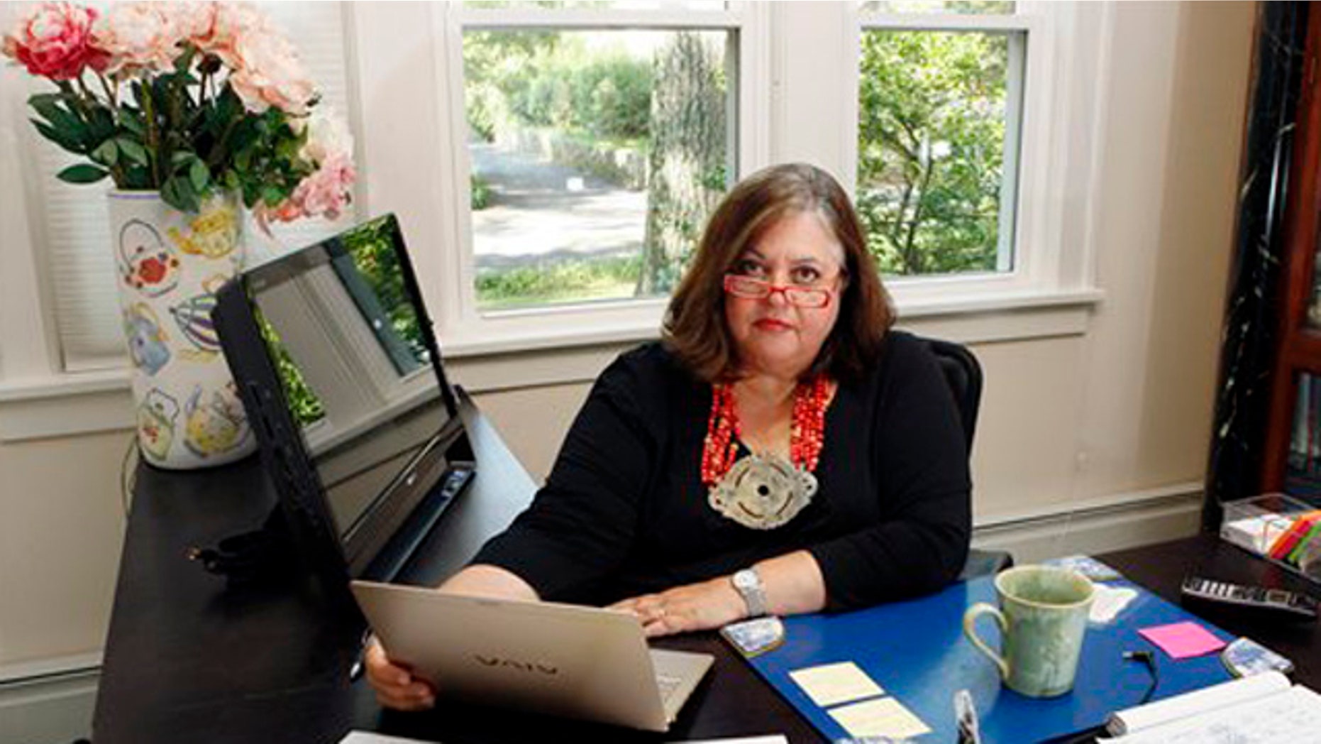 July 30, 2010: Attorney and online child safety advocate, Parry Aftab sits in her office in Wyckoff, N.J. Aftab and others, say that teens who text nude cell phone photos of themselves or show off their bodies on the internet are being increasingly extorted by pornographers who track them down in real life.