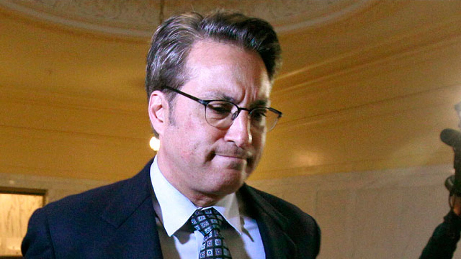 Jan. 13, 2012: San Francisco Sheriff Ross Mirkarimi walks away after speaking to reporters at City Hall in San Francisco.