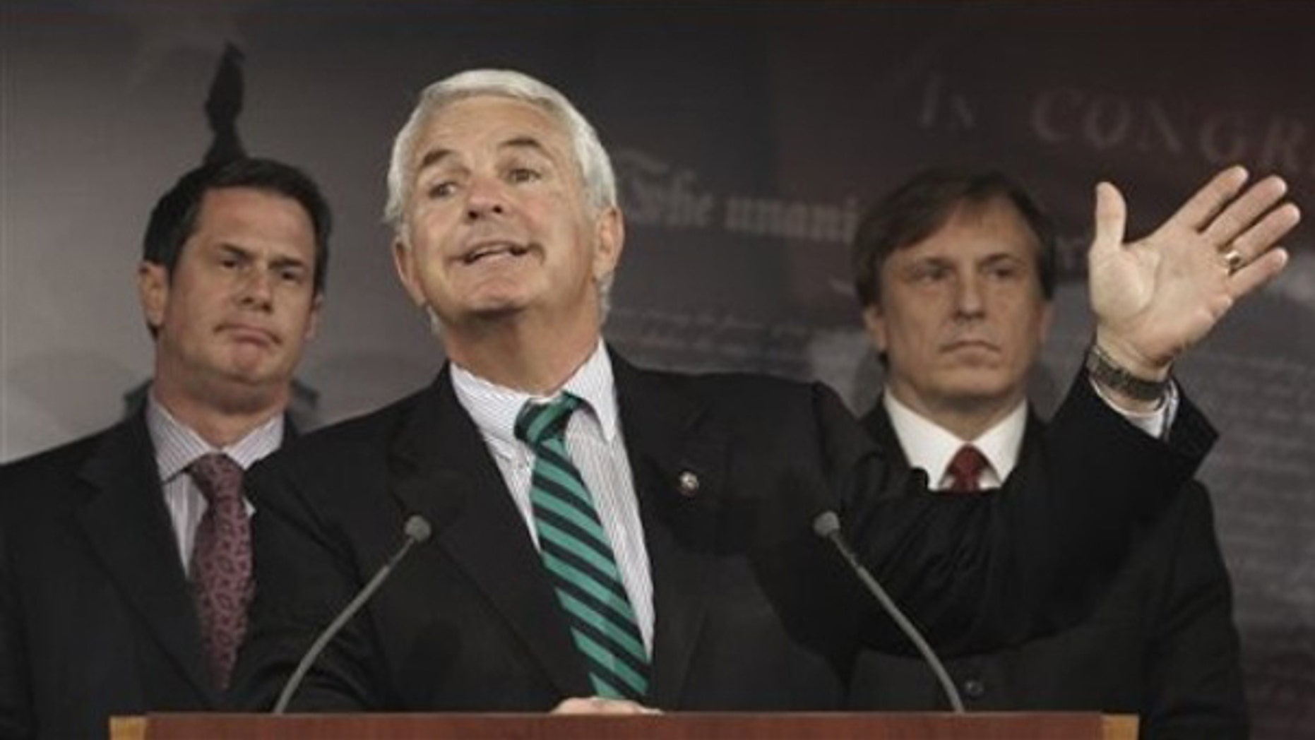 Rep. John Shadegg, R-Ariz. gestures during a news conference on Capitol Hill, Wednesday, March 11, 2009. (AP)