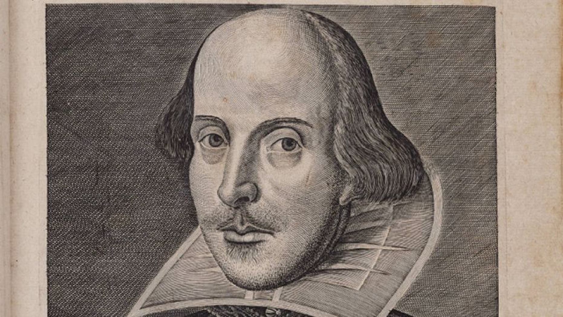 This engraving of a man identified as William Shakespeare appears on the front of a First Folio of Shakespeare's plays dating from the early 17th century (Beinecke Rare Book & Manuscript Library, Yale University)