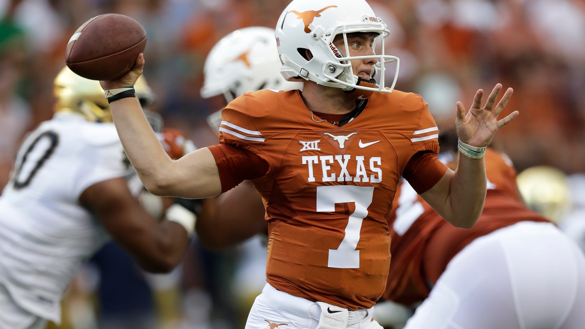 Sept. 4, 2016: Texas quarterback Shane Buechele throws a pass during the first half of an NCAA college football game against Notre Dam.
