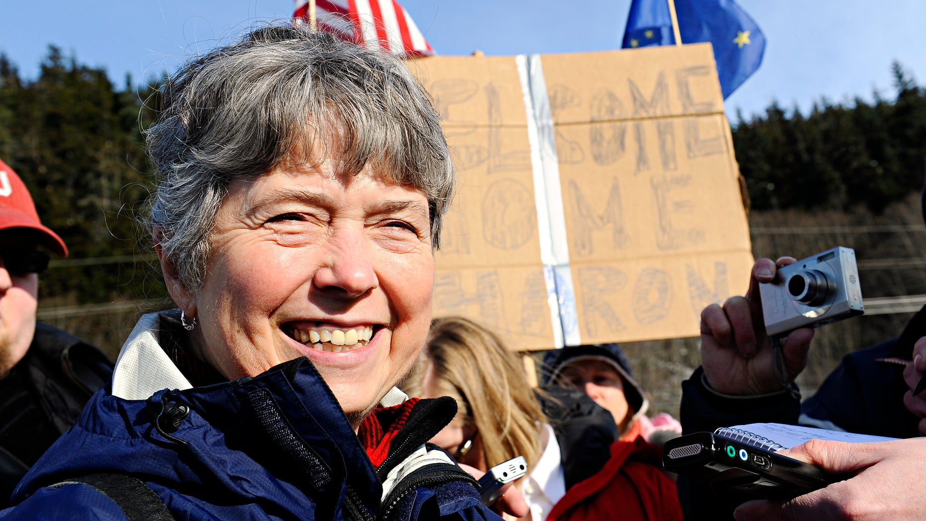 Rep. Sharon Cissna, D-Anchorage, answers questions from members of the press after disembarking the Alaska Ferry Matanuska, in Juneau, AK., Thursday, Feb. 24th, 2011. (AP)