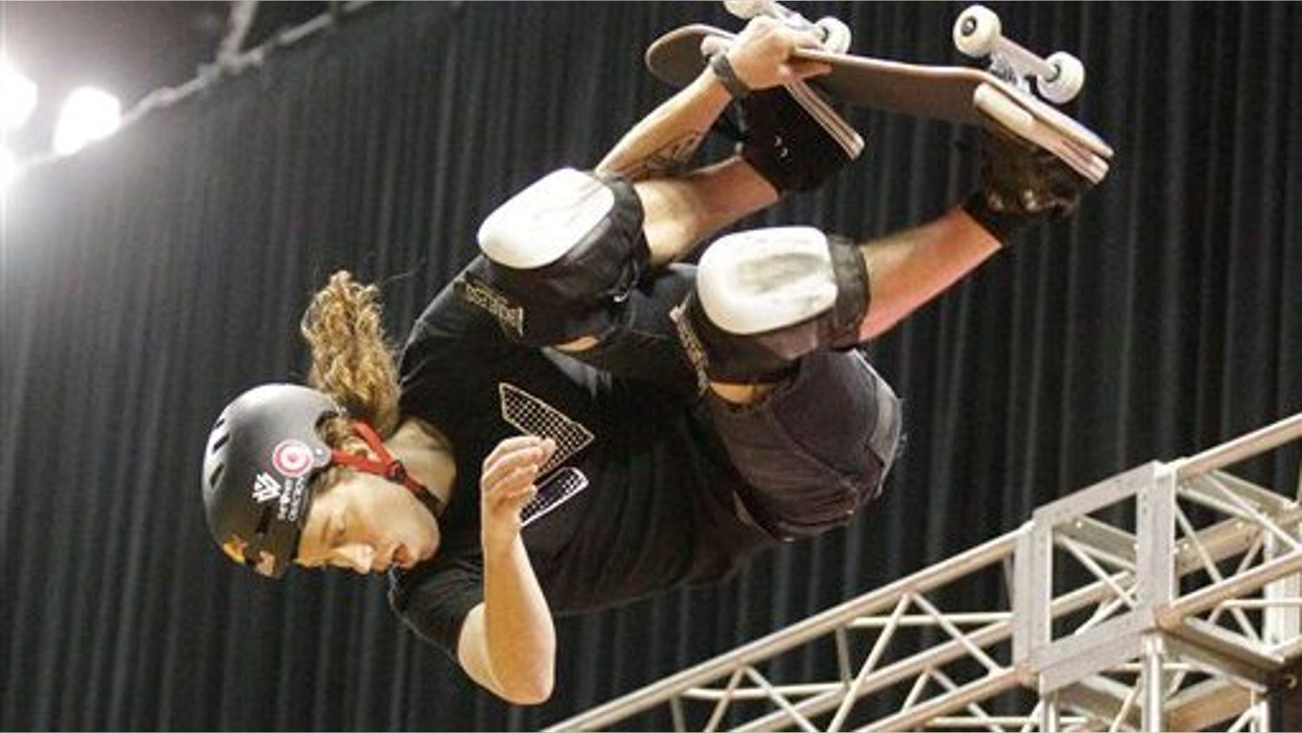 Olympian Shaun White skateboards at practice during the Dew Tour Wendy's at the Rose Quarter, in Portland, Ore.