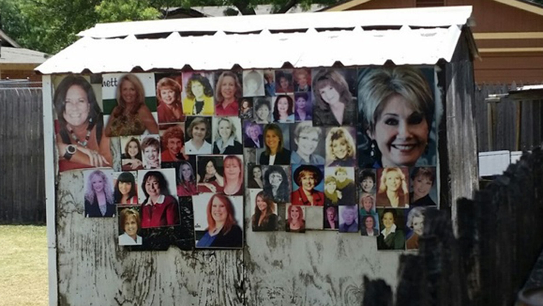 The unusual display on a shed in Abilene, Texas