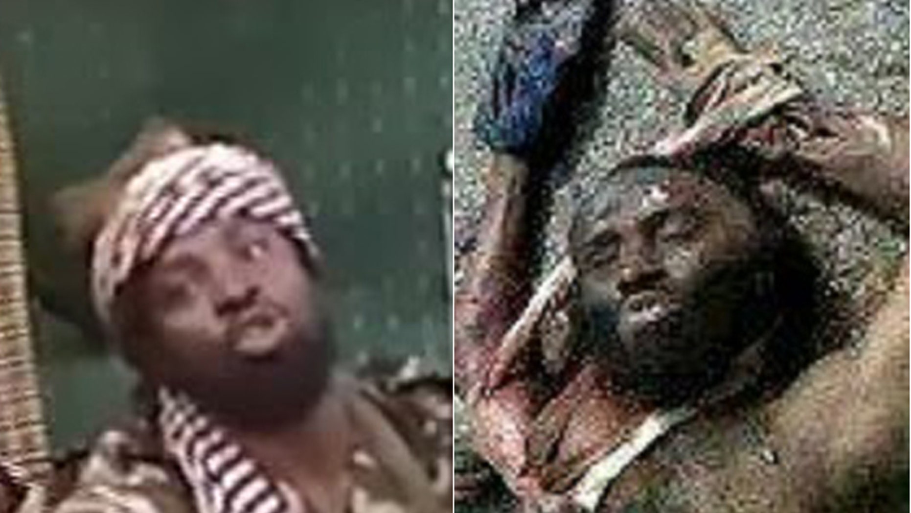 At right, a photo released by officials in Cameroon purports to show Boko Haram leader Abubakar Shekau, (l.), dead.