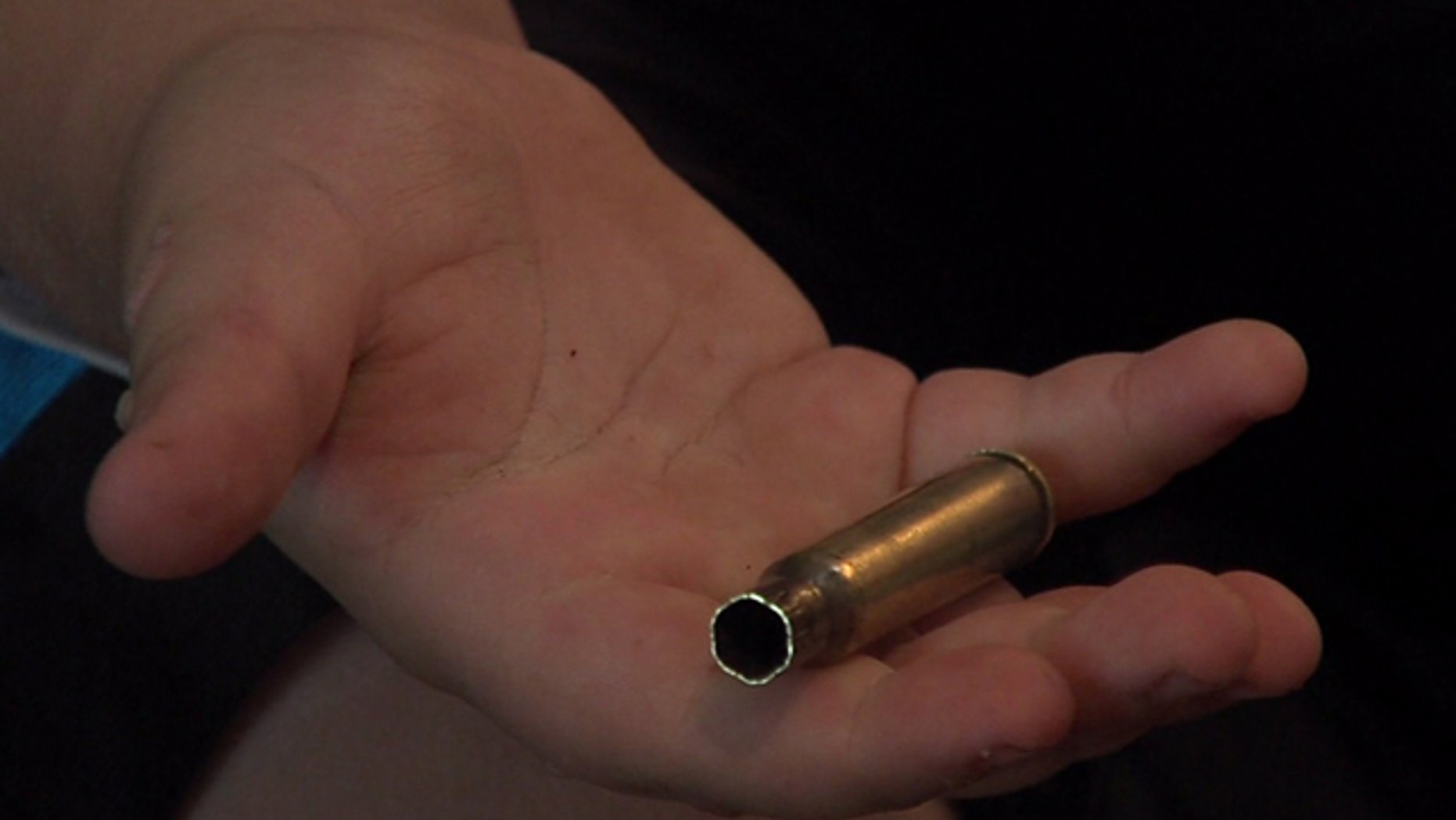 This photo, provided by Fox affiliate WDAF-TV, shows the souvenir shell casing.