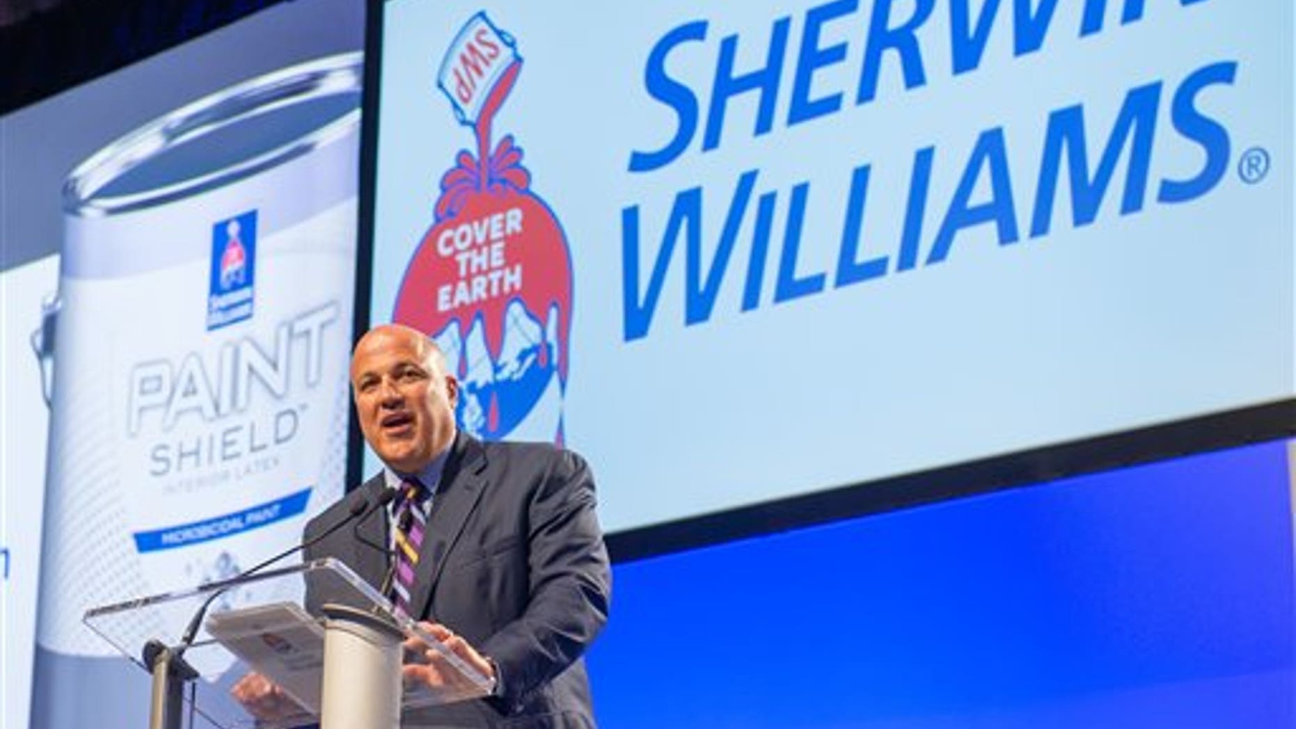 John Morikis, President, COO and CEO-elect of Sherwin-Williams introduces Paint Shield at the 2015 Medical Innovation Summit on Wednesday, Oct. 28, 2015, in Cleveland. (Jason Miller/AP Images for Sherwin-Williams)